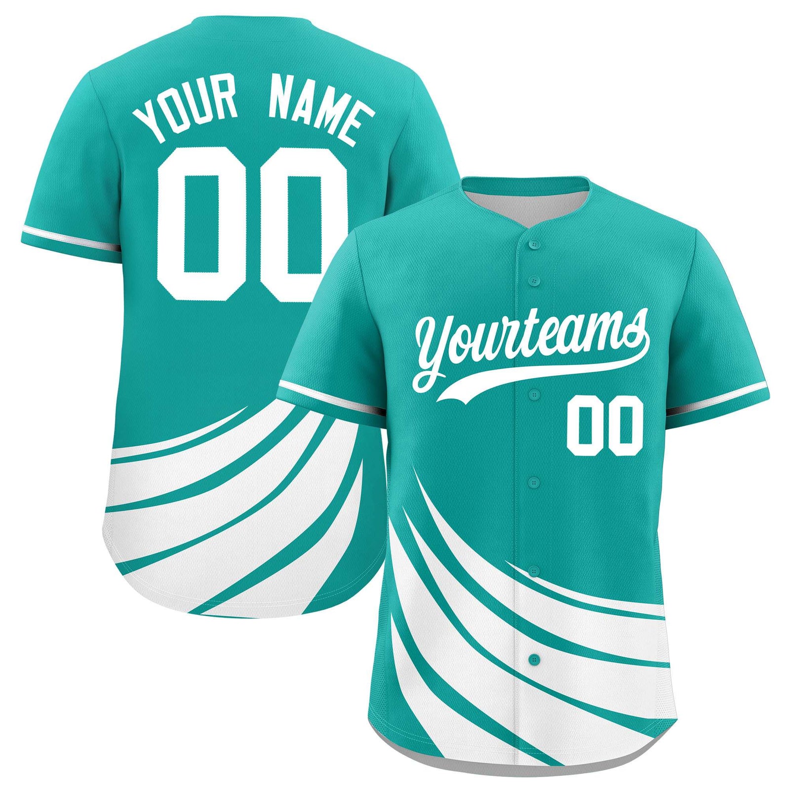 Custom Aqua White Wind Mark Graffiti Pattern Authentic Baseball Jersey
