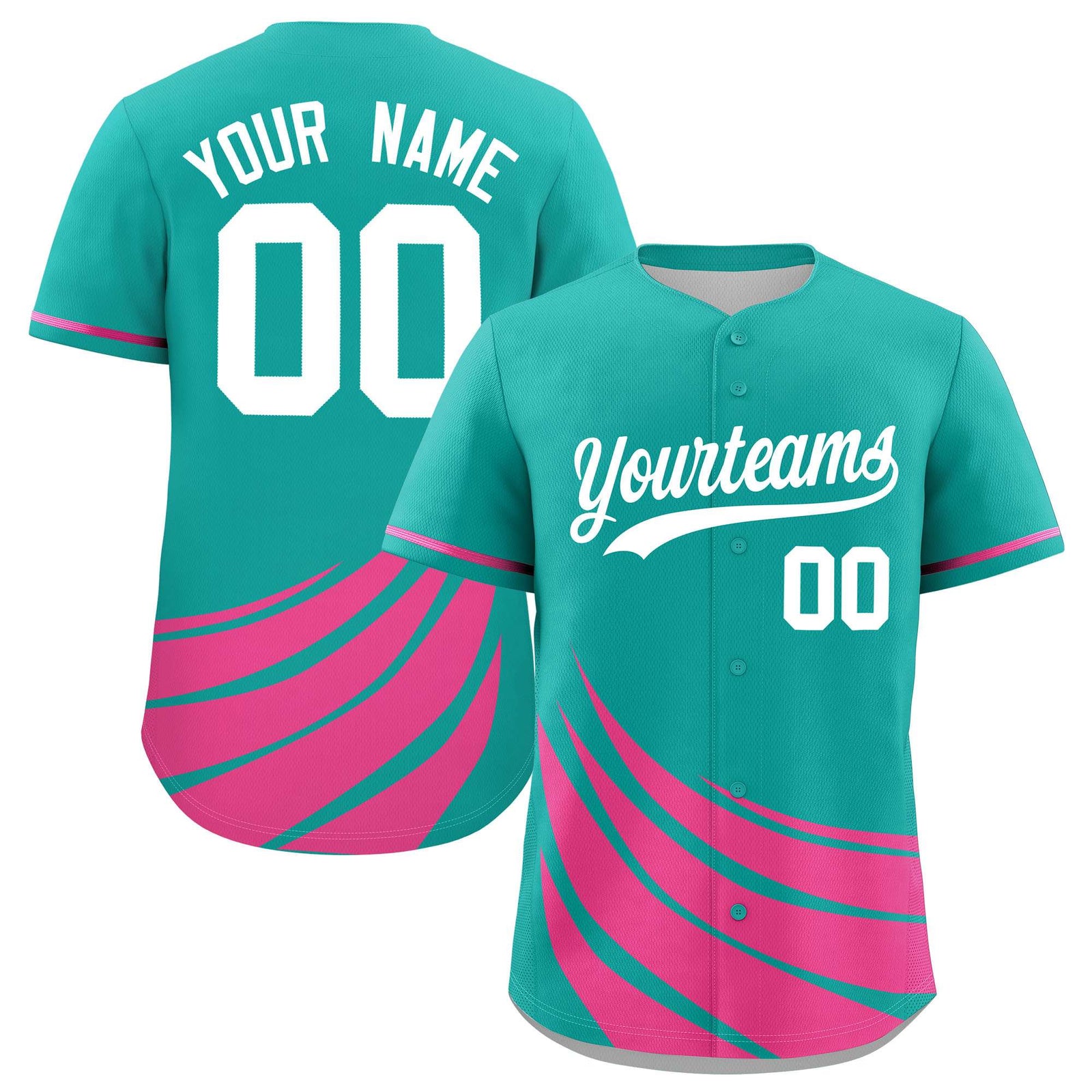Custom Aqua Pink Wind Mark Graffiti Pattern Authentic Baseball Jersey