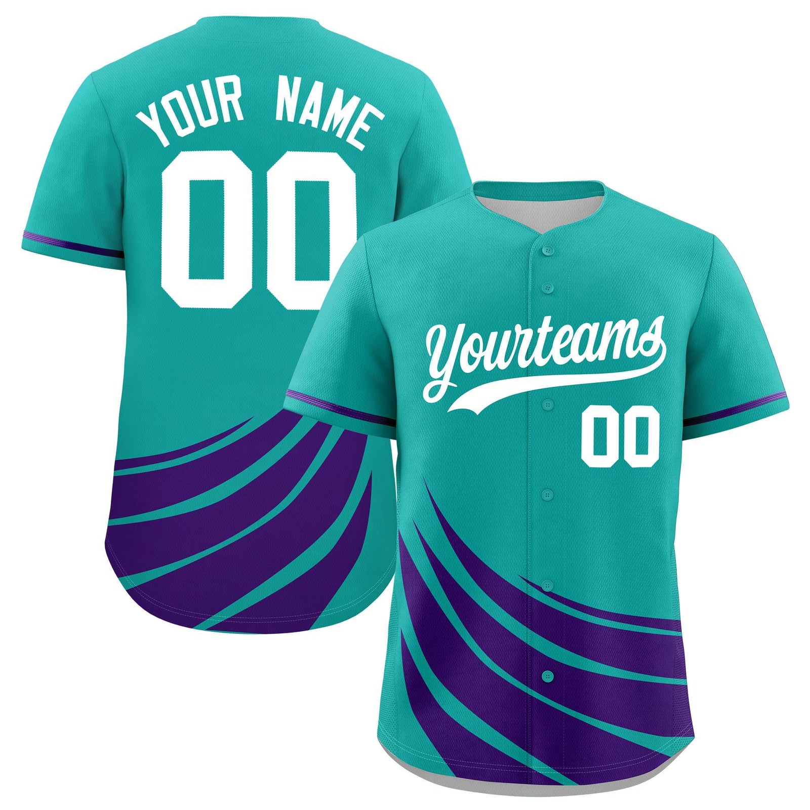 Custom Aqua Purple Wind Mark Graffiti Pattern Authentic Baseball Jersey