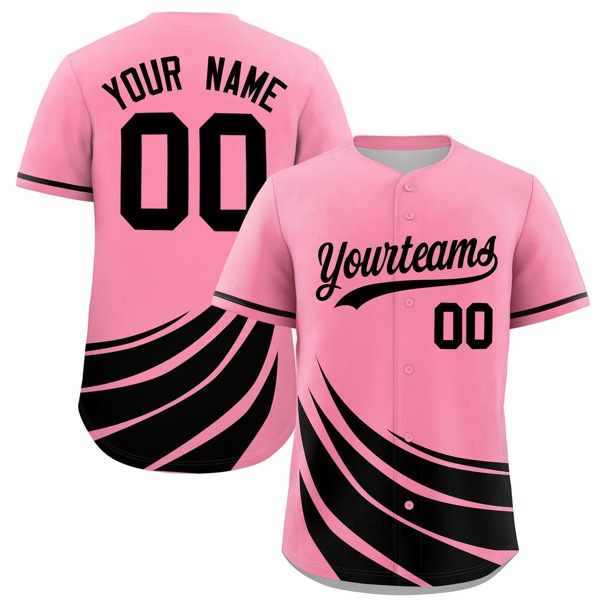 Custom Light Pink Black Wind Mark Graffiti Pattern Authentic Baseball Jersey