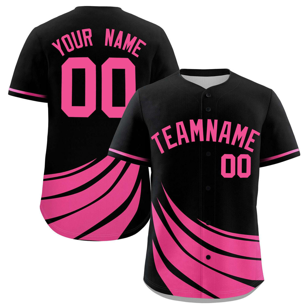 Custom Black Pink Wind Mark Graffiti Pattern Authentic Baseball Jersey