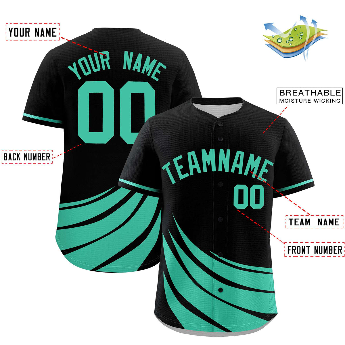Custom Black Bright Green Wind Mark Graffiti Pattern Authentic Baseball Jersey