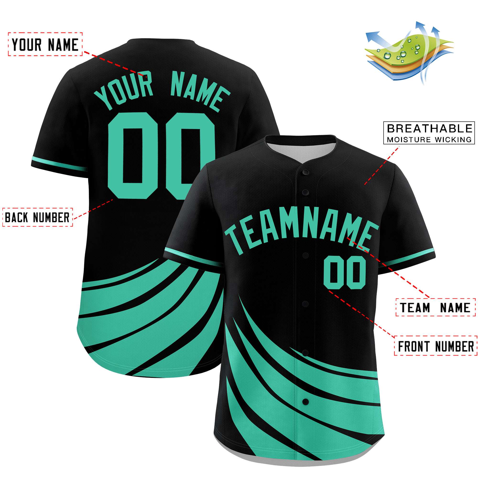 Custom Black Bright Green Wind Mark Graffiti Pattern Authentic Baseball Jersey