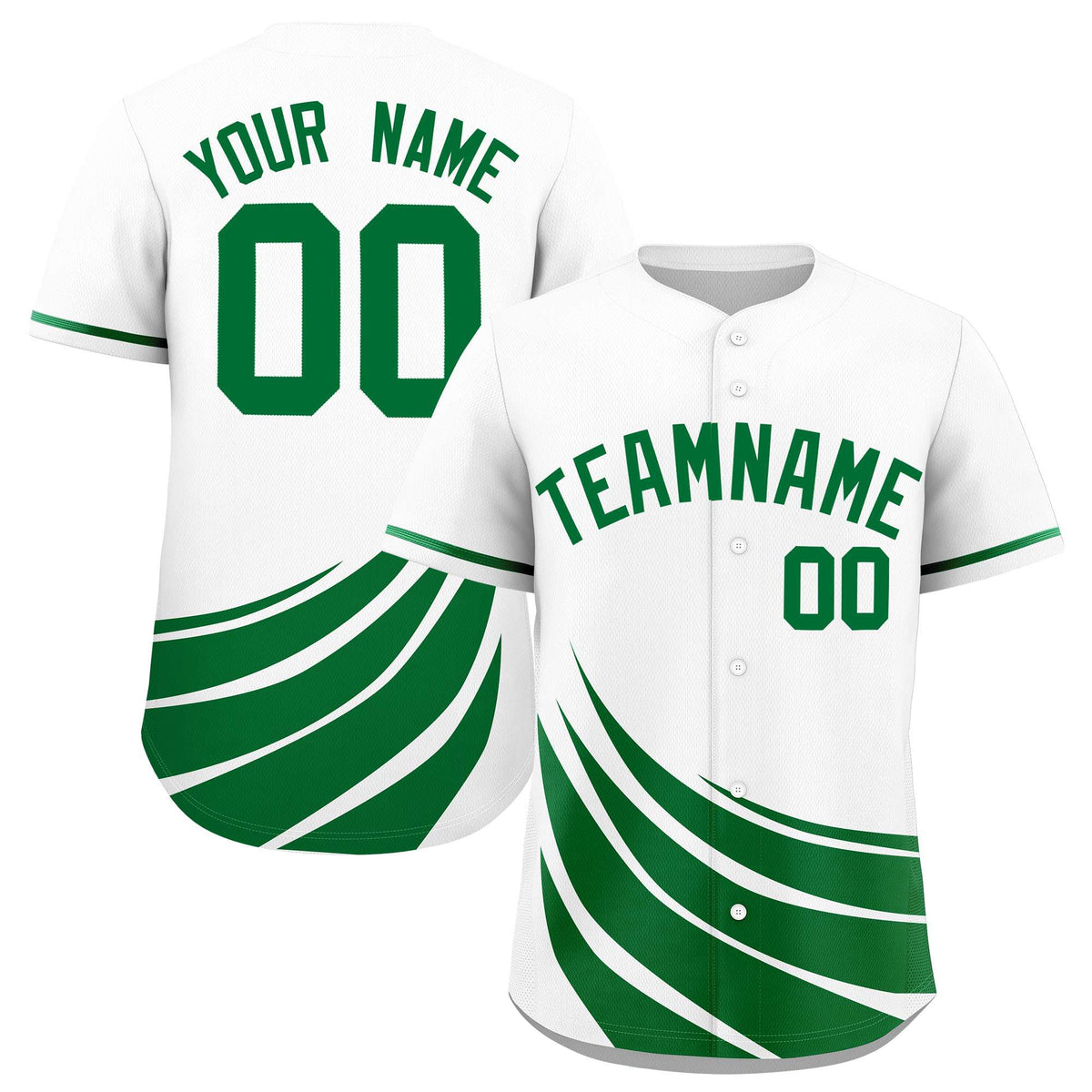 Custom White Kelly Green Wind Mark Graffiti Pattern Authentic Baseball Jersey