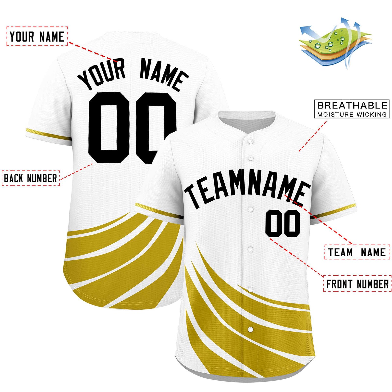 Custom White Old Gold Wind Mark Graffiti Pattern Authentic Baseball Jersey