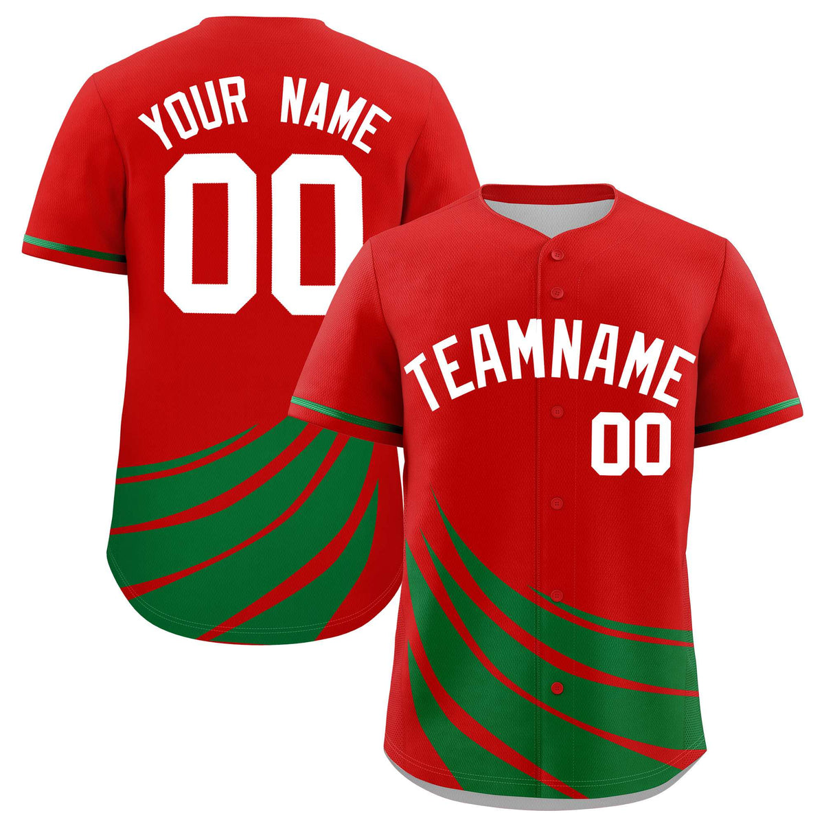 Custom Red Kelly Green Wind Mark Graffiti Pattern Authentic Baseball Jersey