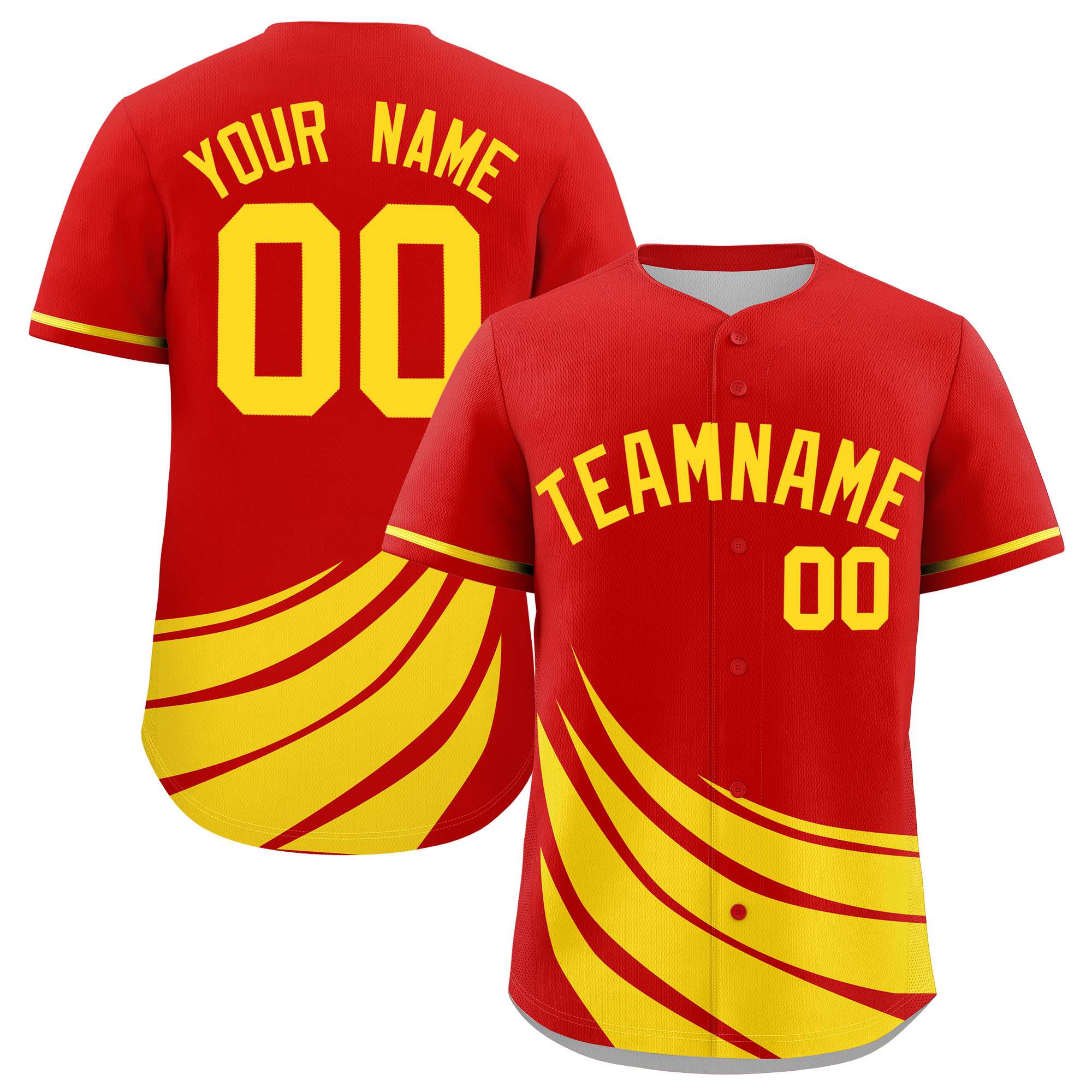 Custom Red Yellow Wind Mark Graffiti Pattern Authentic Baseball Jersey