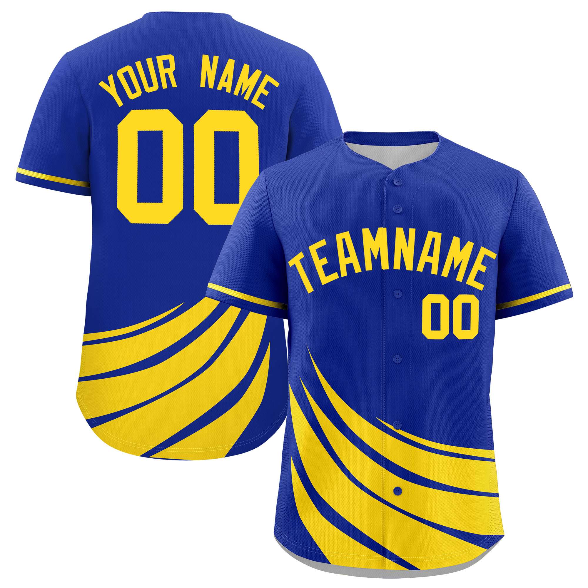 Custom Royal Yellow Wind Mark Graffiti Pattern Authentic Baseball Jersey