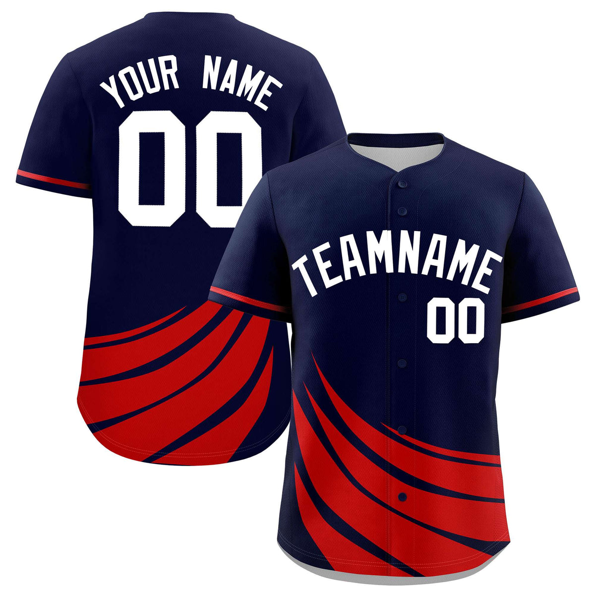 Custom Navy Red Wind Mark Graffiti Pattern Authentic Baseball Jersey