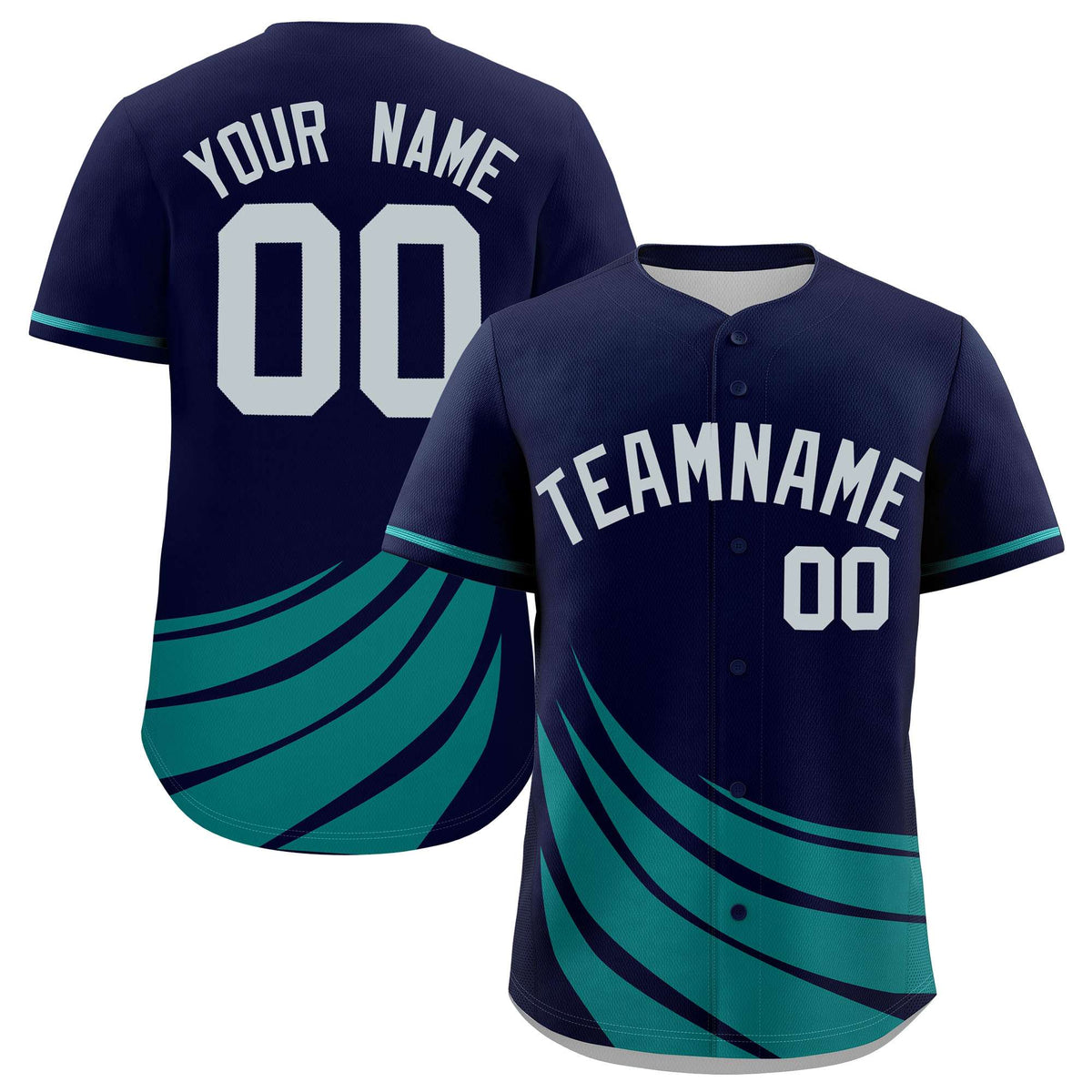 Custom Navy Aqua Wind Mark Graffiti Pattern Authentic Baseball Jersey
