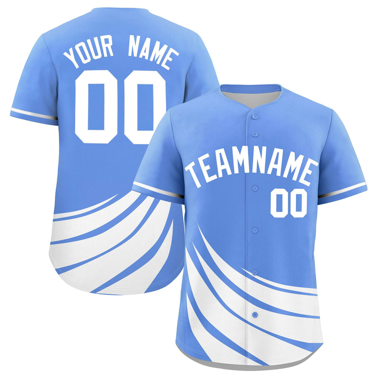 Custom Light Blue White Wind Mark Graffiti Pattern Authentic Baseball Jersey