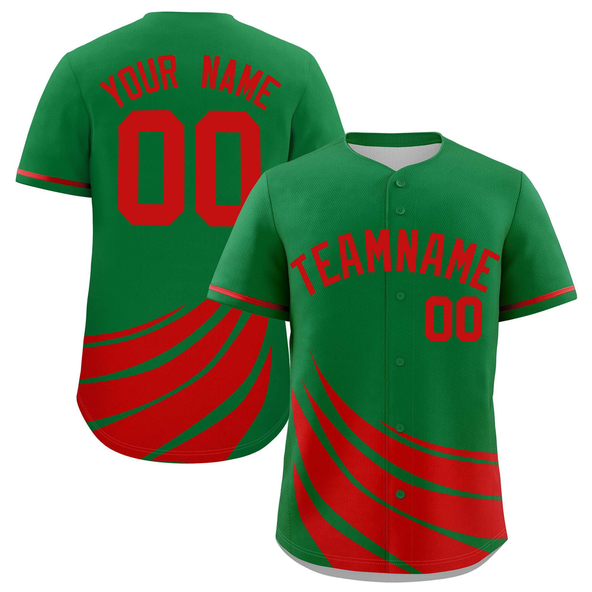 Custom Kelly Green Red Wind Mark Graffiti Pattern Authentic Baseball Jersey