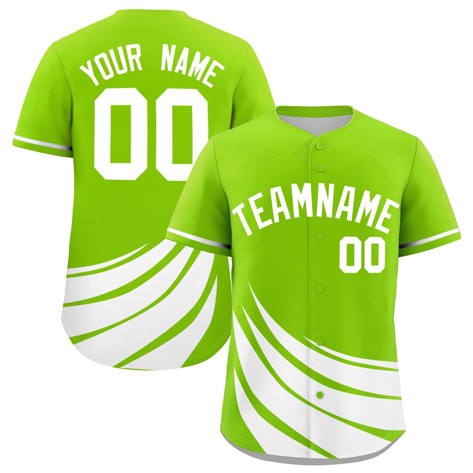 Custom Neon Green White Wind Mark Graffiti Pattern Authentic Baseball Jersey