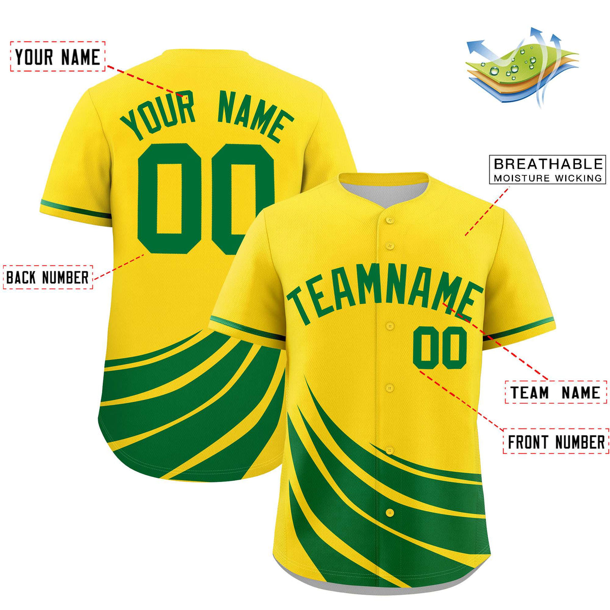 Custom Yellow Kelly Green Wind Mark Graffiti Pattern Authentic Baseball Jersey
