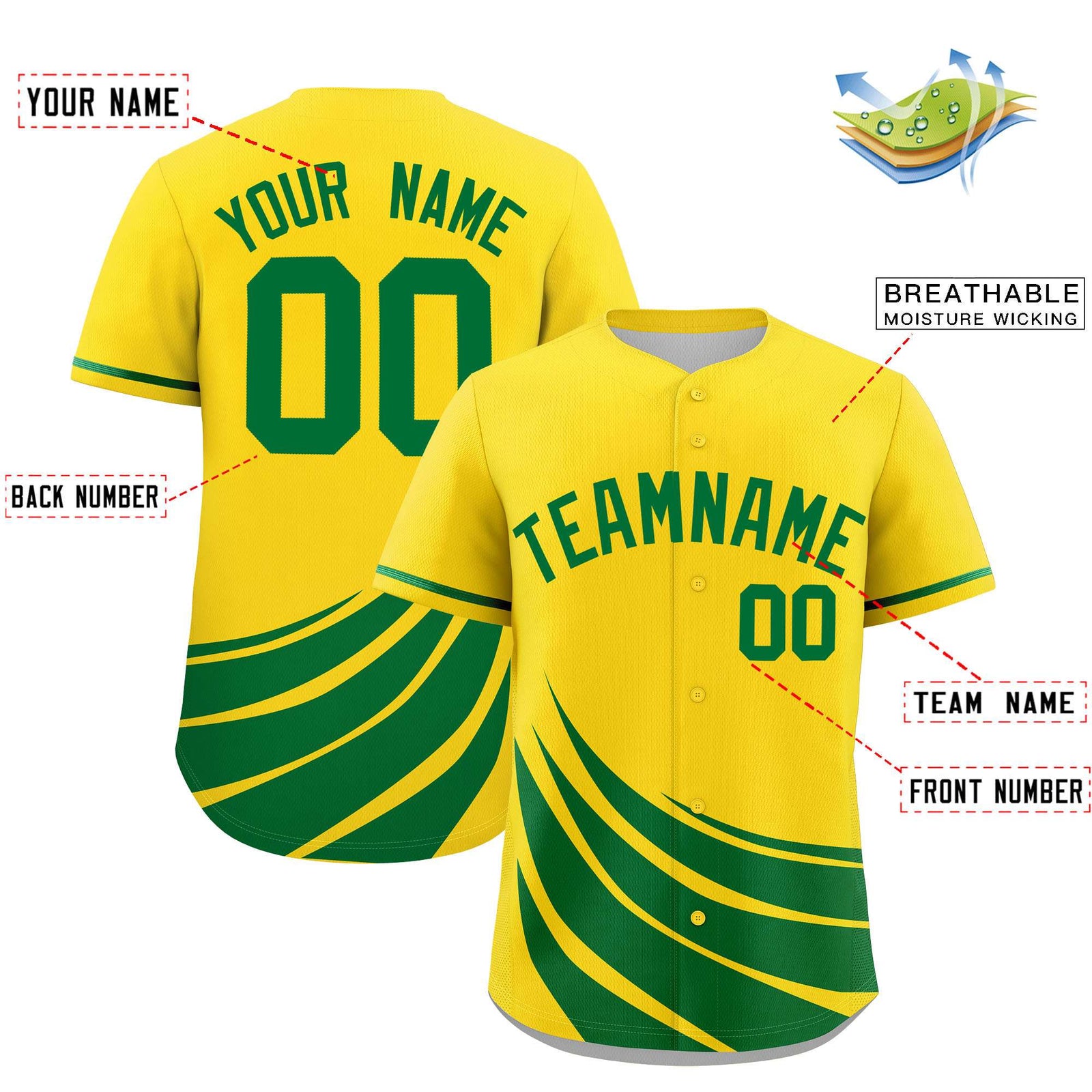 Custom Yellow Kelly Green Wind Mark Graffiti Pattern Authentic Baseball Jersey