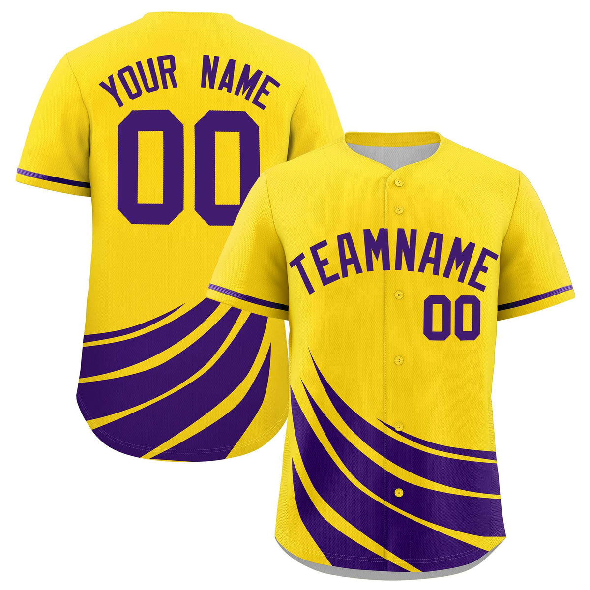 Custom Yellow Purple Wind Mark Graffiti Pattern Authentic Baseball Jersey