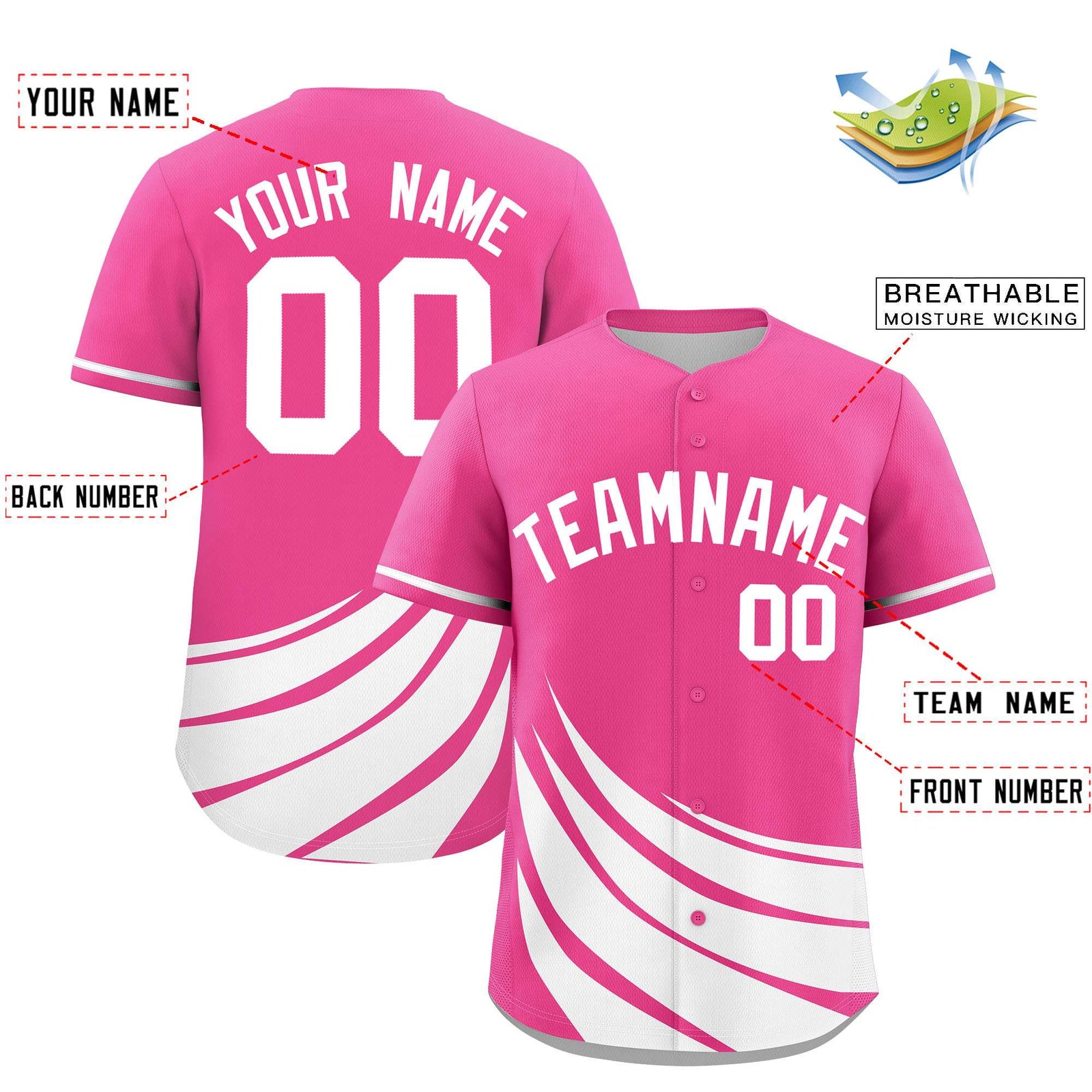 Custom Pink White Wind Mark Graffiti Pattern Authentic Baseball Jersey