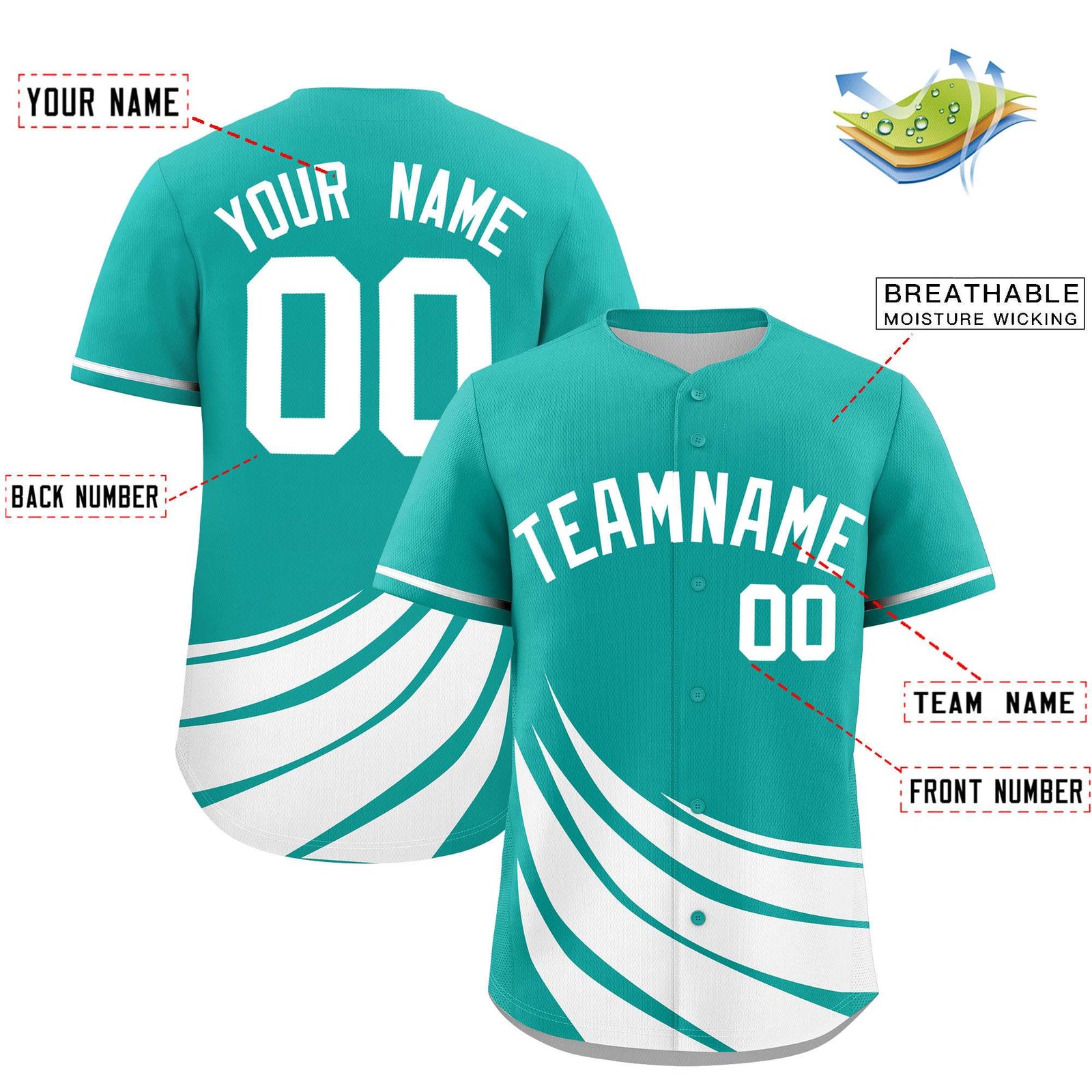 Custom Aqua White Wind Mark Graffiti Pattern Authentic Baseball Jersey