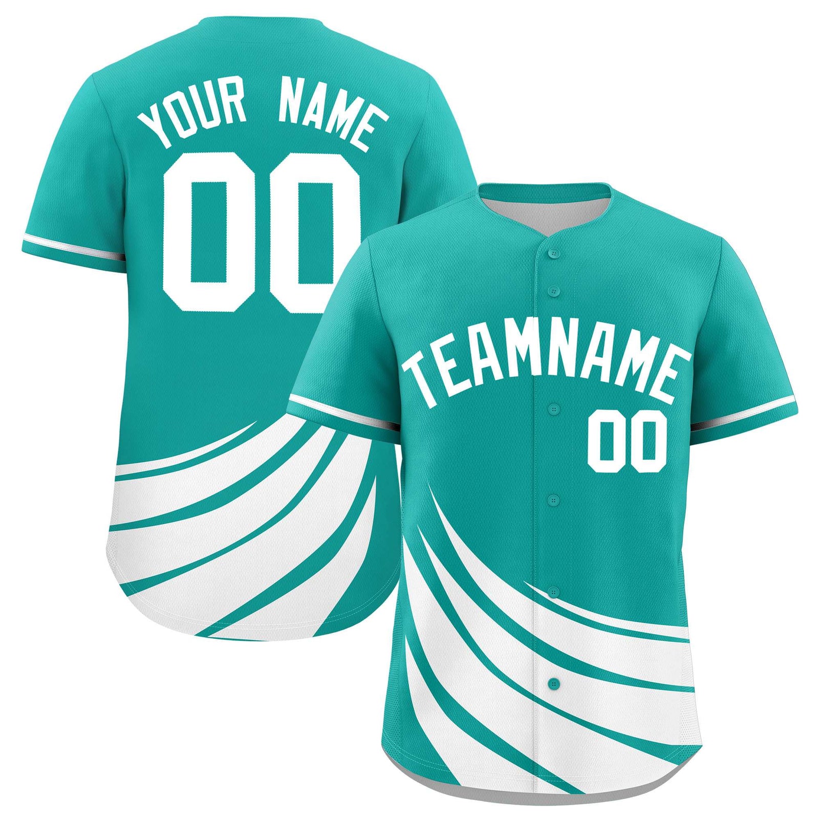 Custom Aqua White Wind Mark Graffiti Pattern Authentic Baseball Jersey