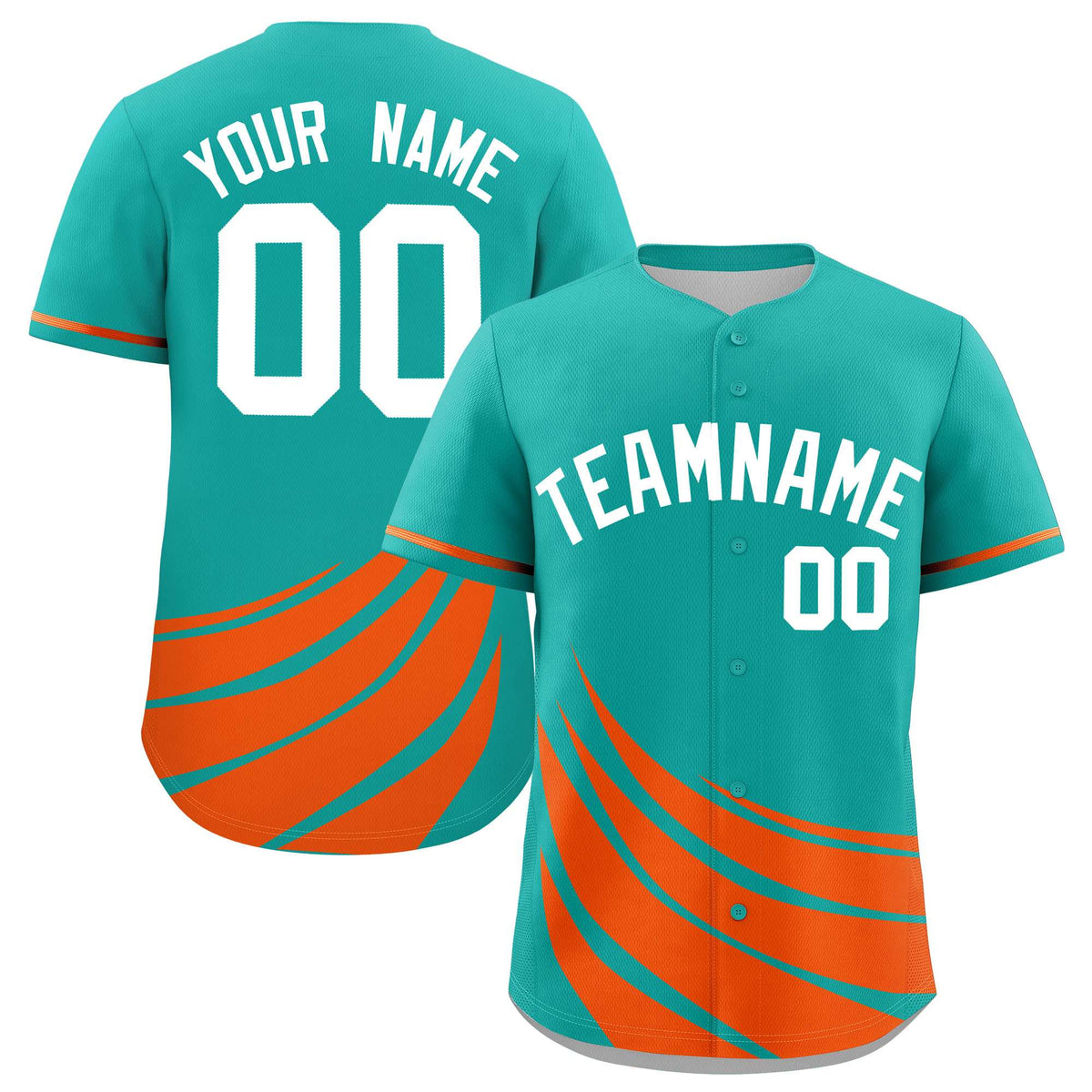 Custom Aqua Orange Wind Mark Graffiti Pattern Authentic Baseball Jersey