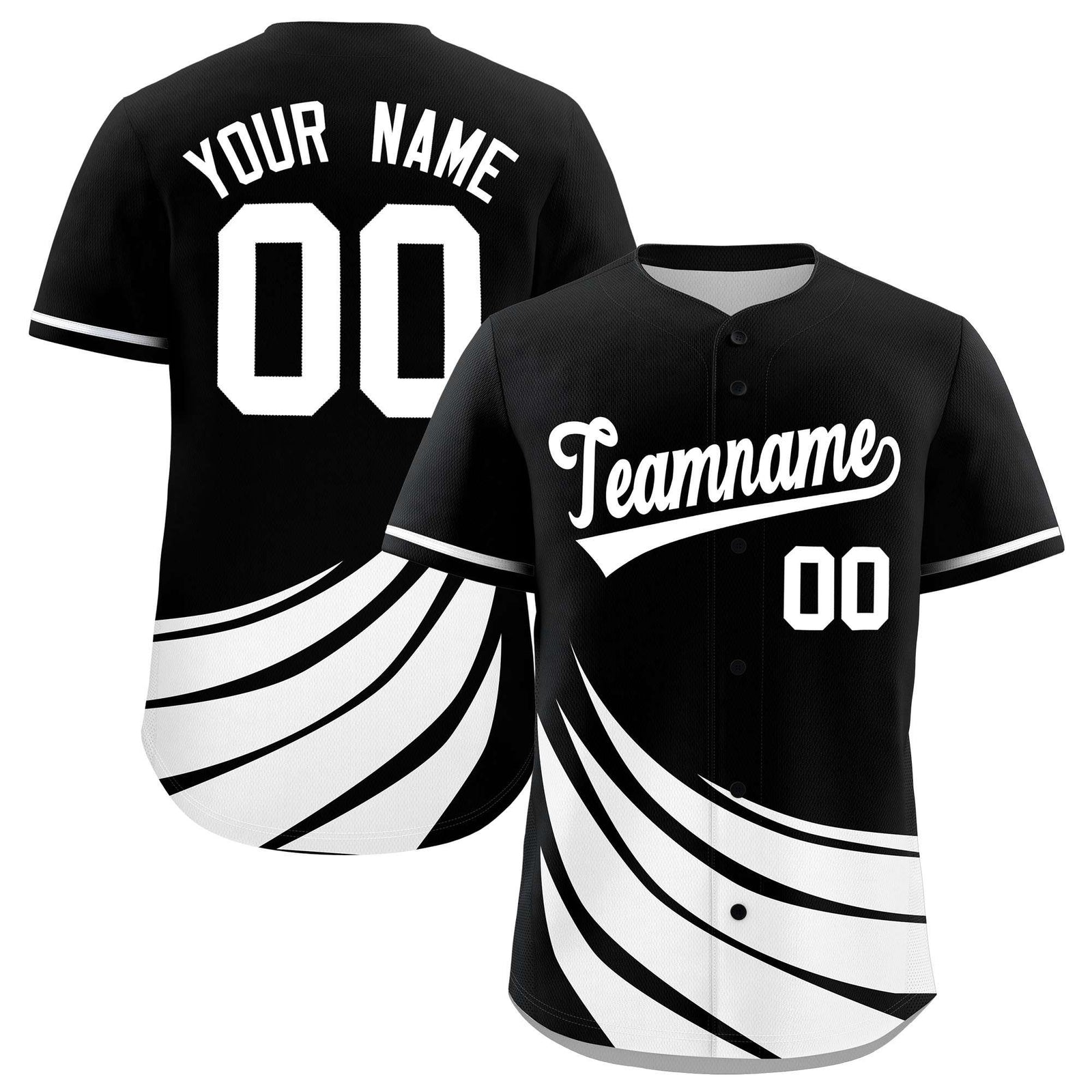 Custom Black White Wind Mark Graffiti Pattern Authentic Baseball Jersey