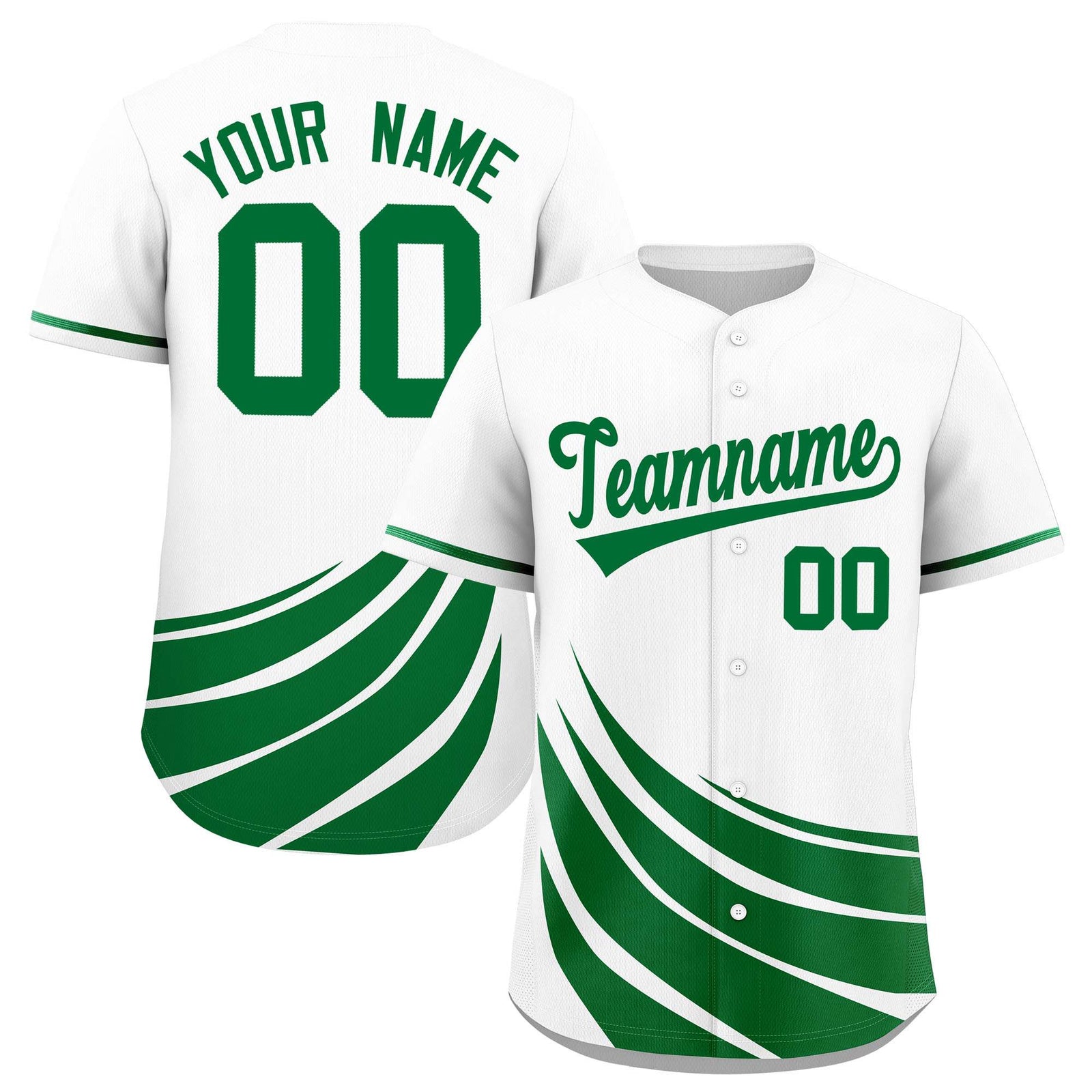 Custom White Kelly Green Wind Mark Graffiti Pattern Authentic Baseball Jersey