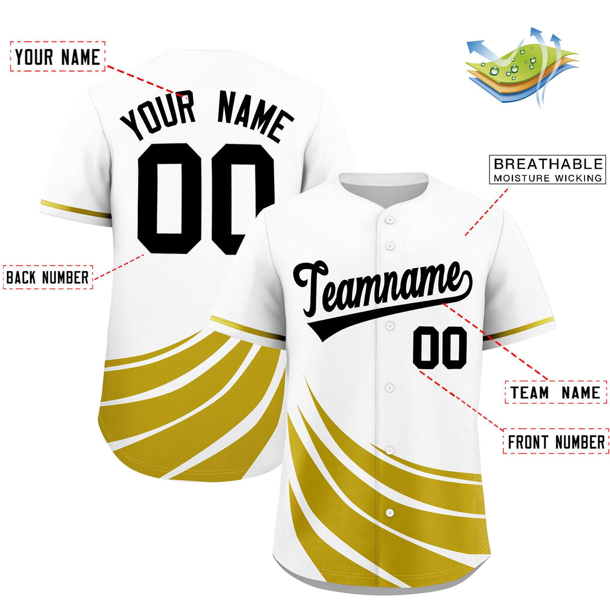 Custom White Old Gold Wind Mark Graffiti Pattern Authentic Baseball Jersey