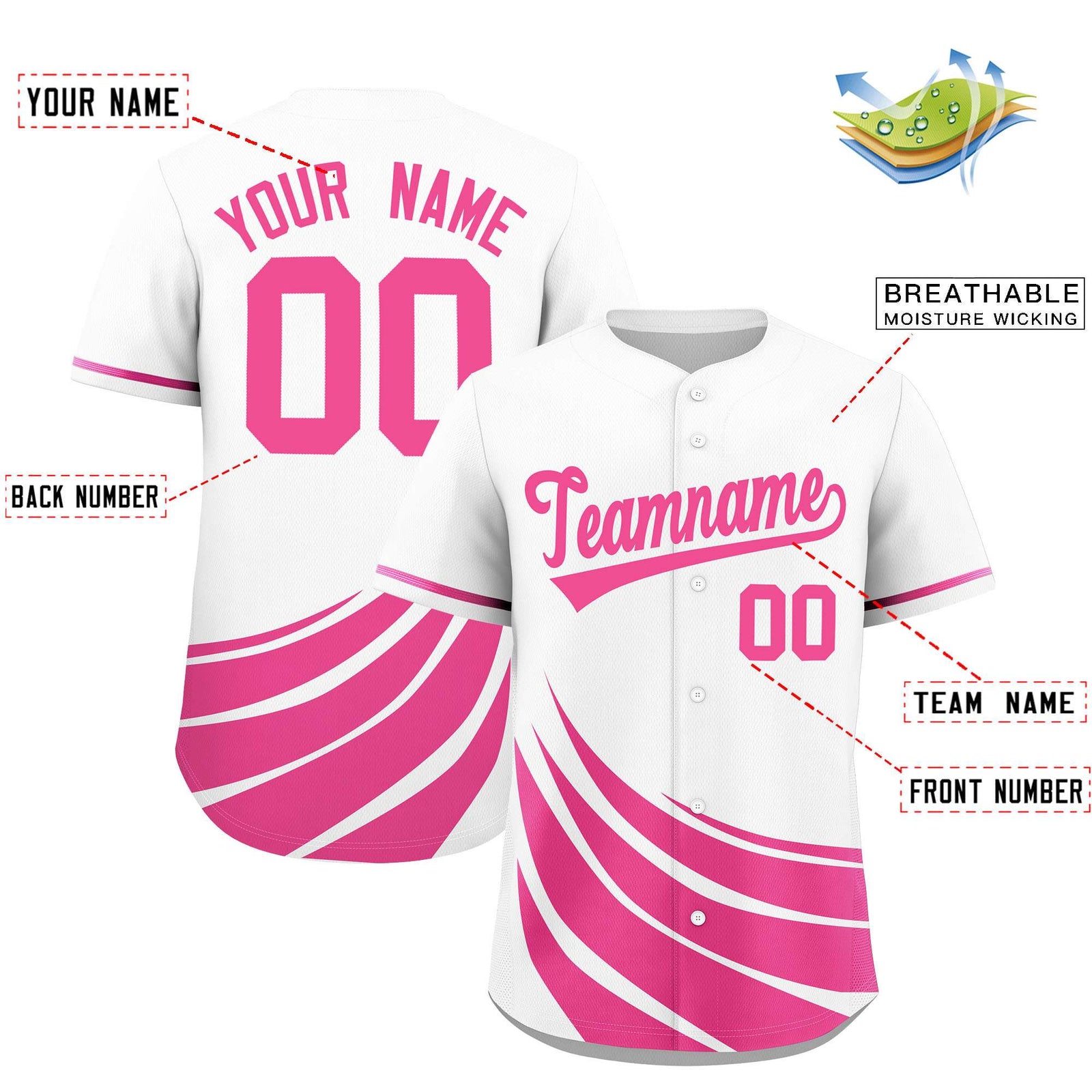 Custom White Pink Wind Mark Graffiti Pattern Authentic Baseball Jersey