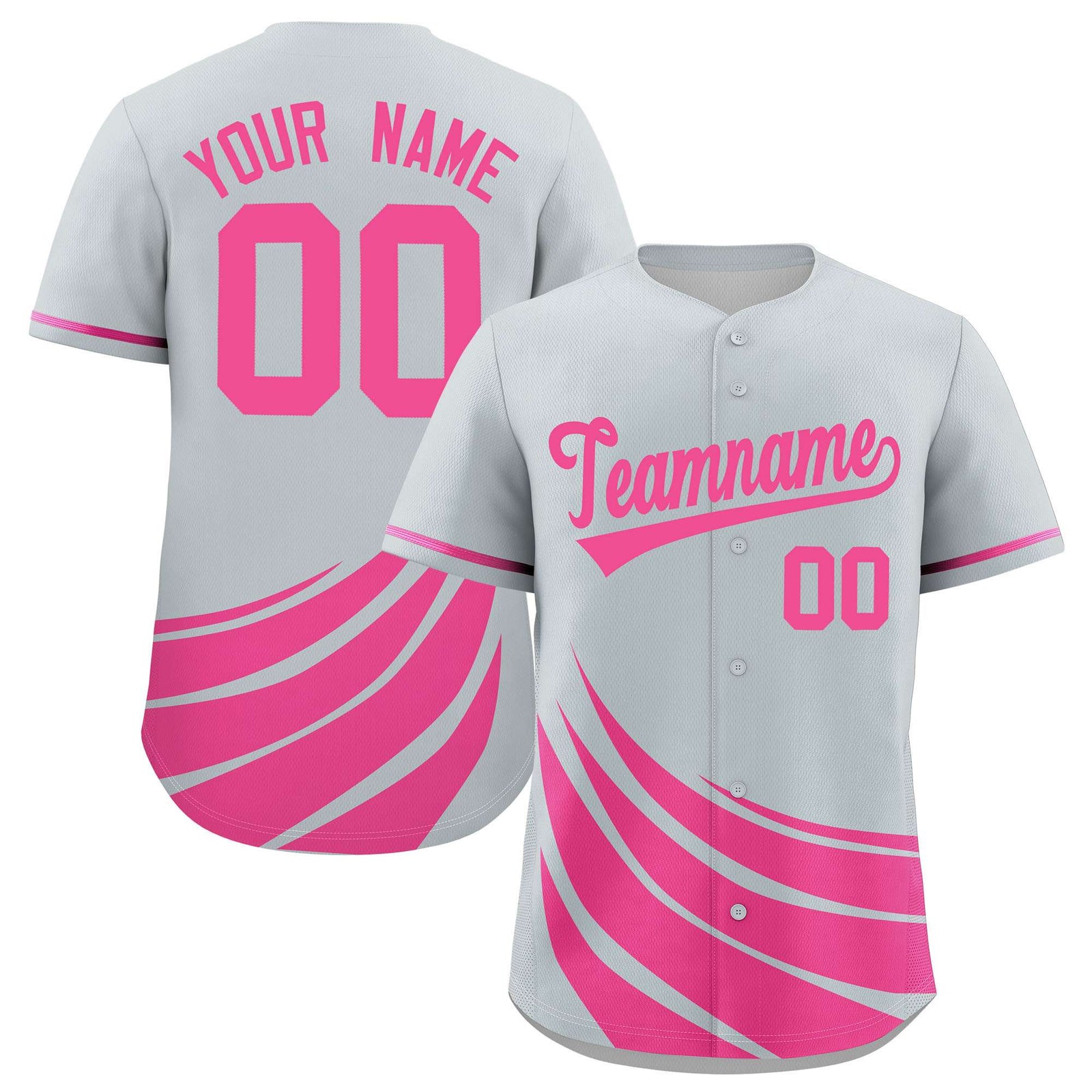 Custom Silver Pink Wind Mark Graffiti Pattern Authentic Baseball Jersey