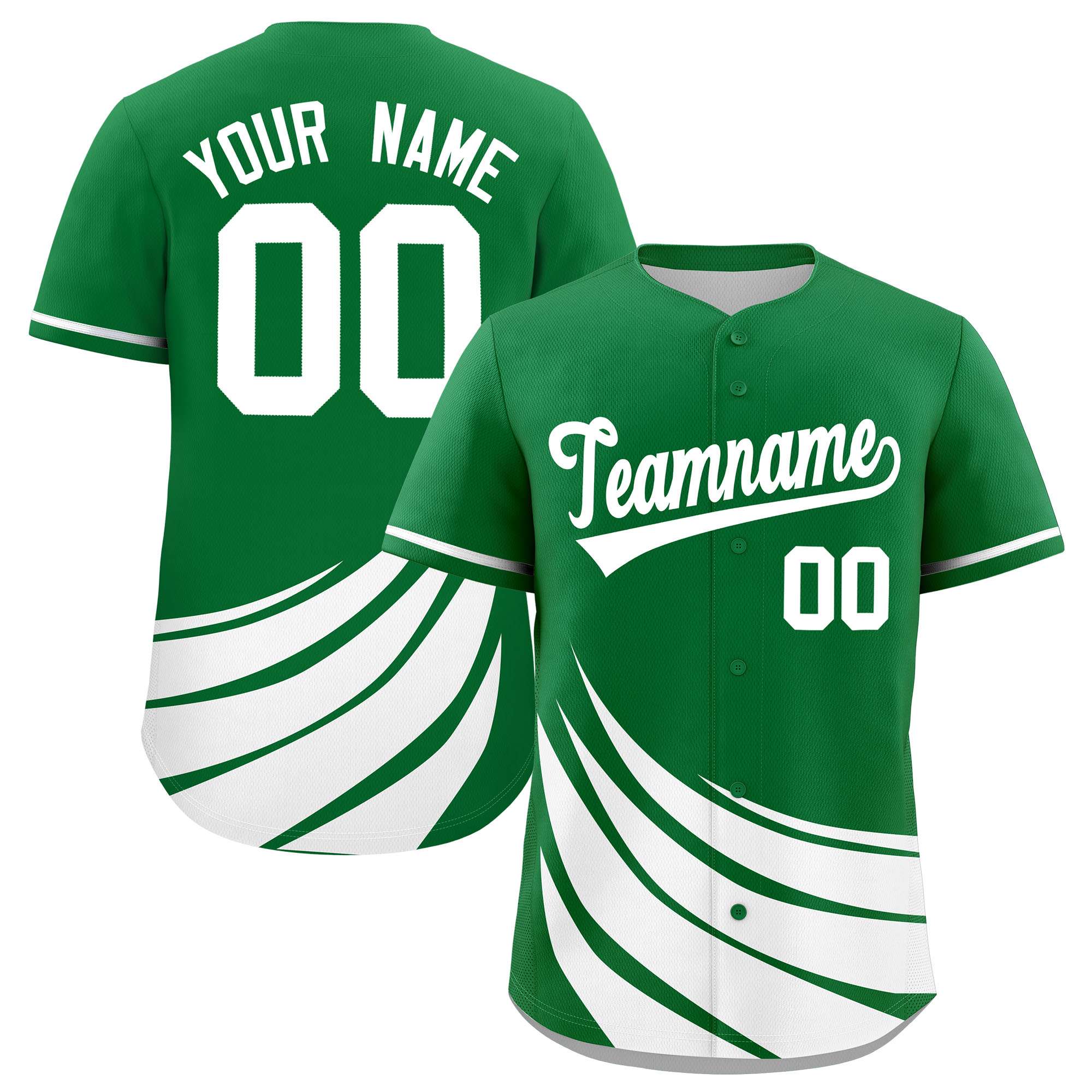 Custom Kelly Green White Wind Mark Graffiti Pattern Authentic Baseball Jersey
