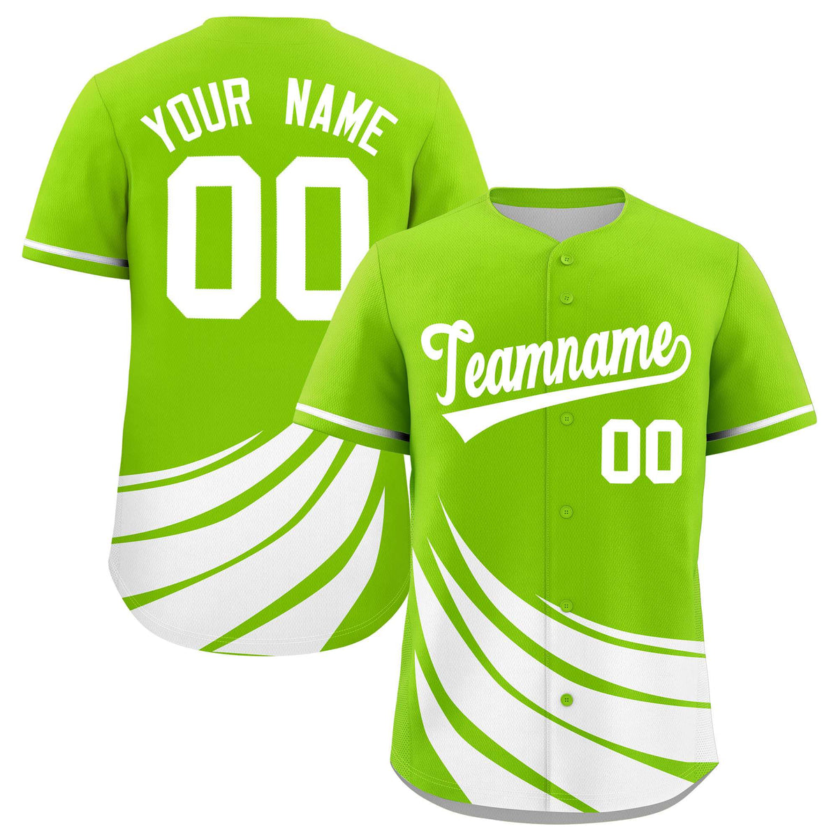 Custom Neon Green White Wind Mark Graffiti Pattern Authentic Baseball Jersey