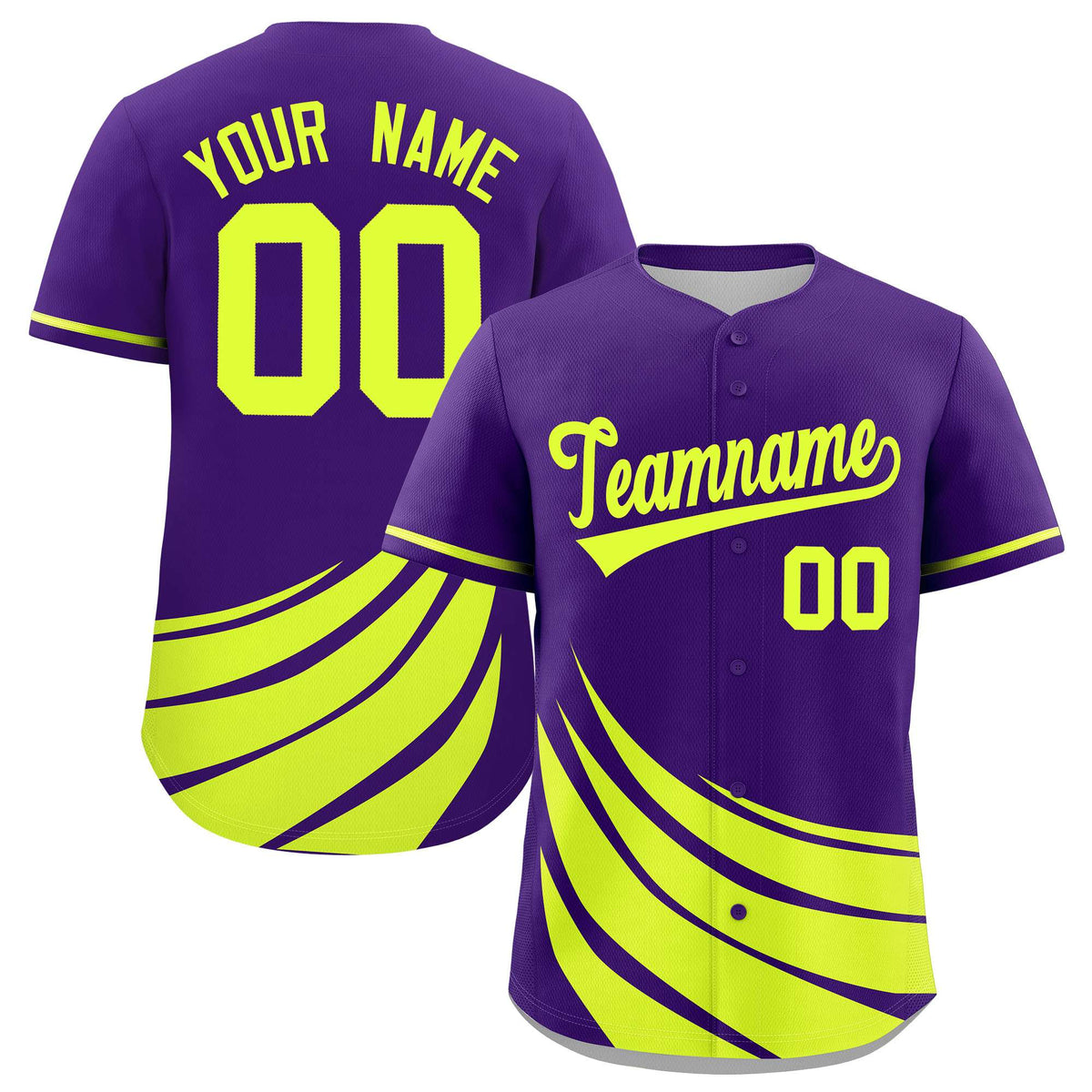 Custom Purple Fluorescent Green Wind Mark Graffiti Pattern Authentic Baseball Jersey