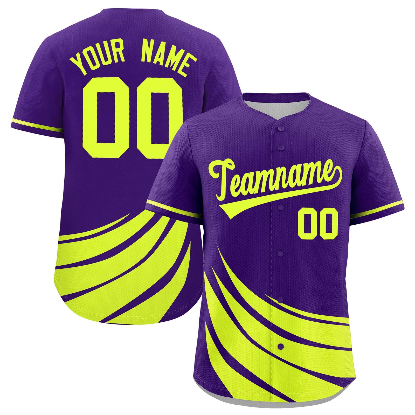 Custom Purple Fluorescent Green Wind Mark Graffiti Pattern Authentic Baseball Jersey