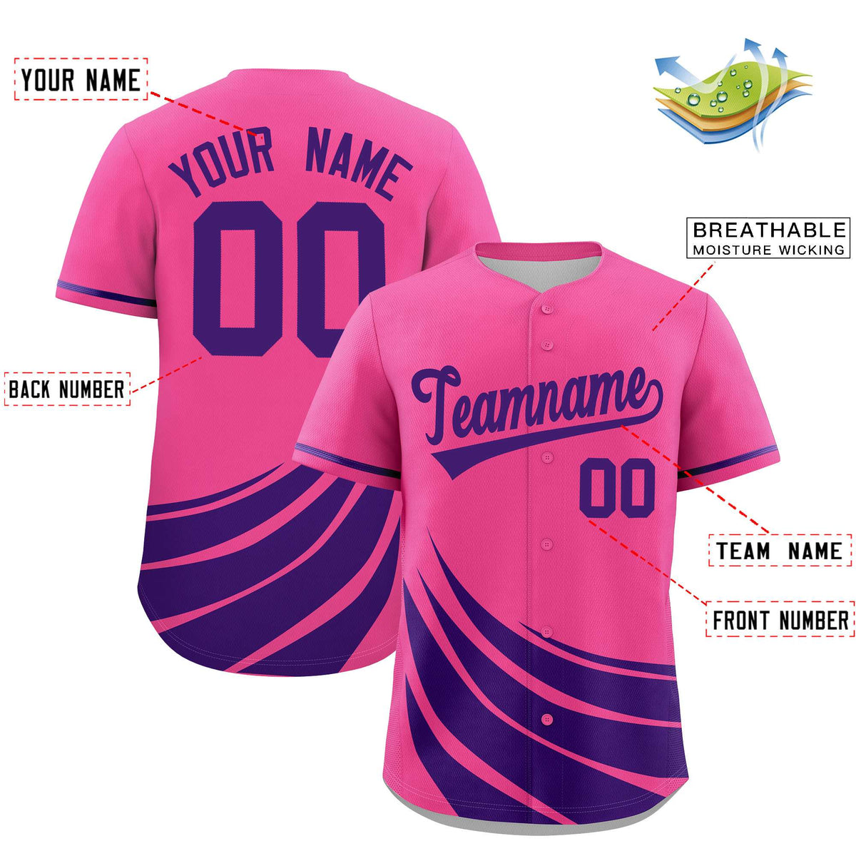 Custom Pink Purple Wind Mark Graffiti Pattern Authentic Baseball Jersey