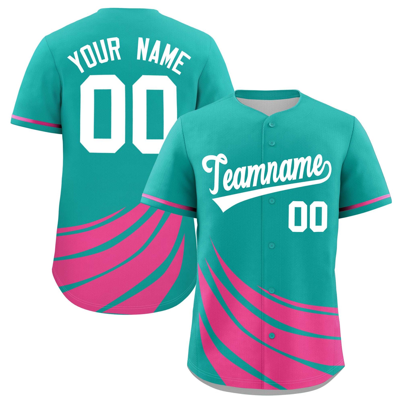 Custom Aqua Pink Wind Mark Graffiti Pattern Authentic Baseball Jersey
