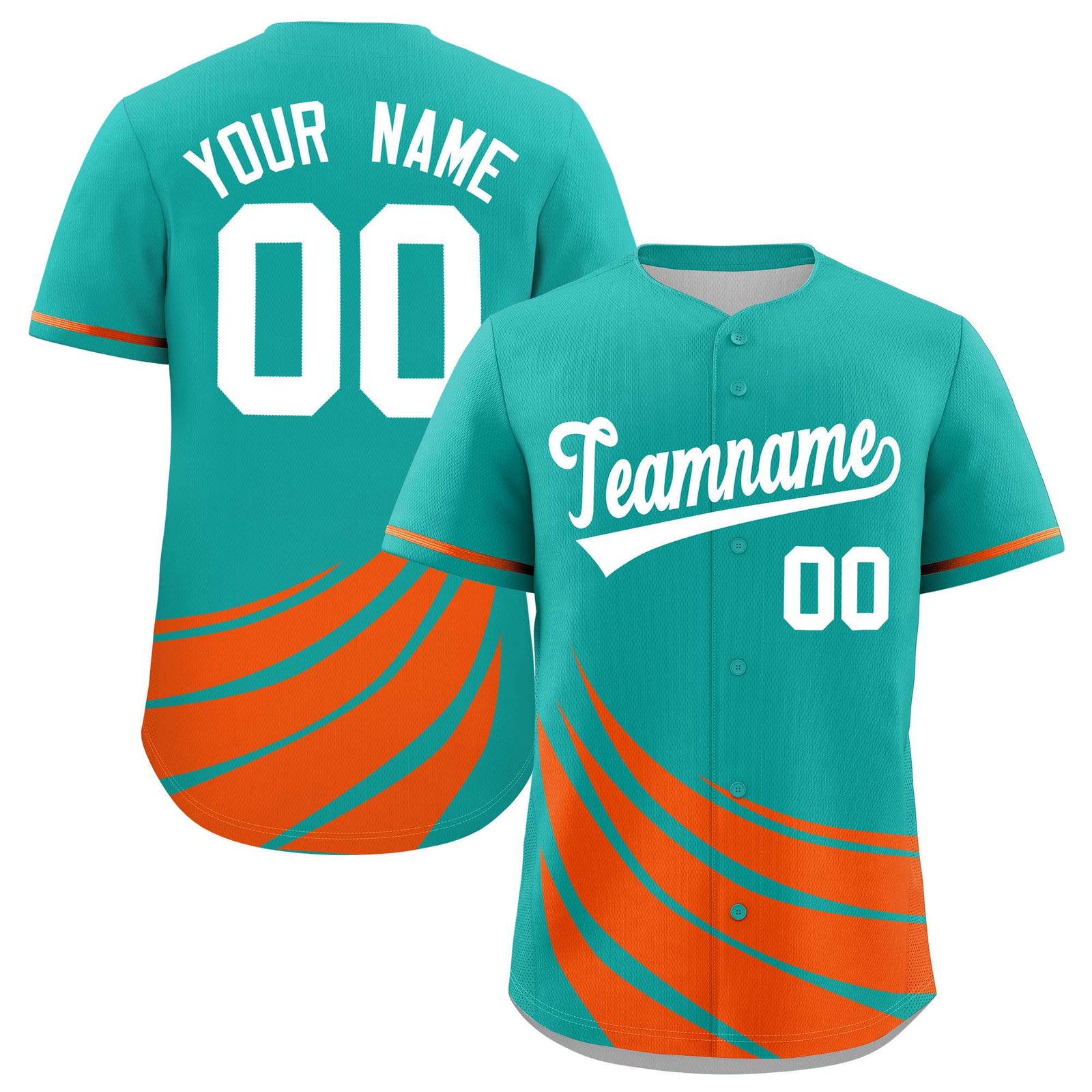 Custom Aqua Orange Wind Mark Graffiti Pattern Authentic Baseball Jersey