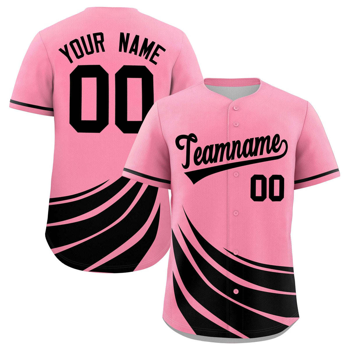 Custom Light Pink Black Wind Mark Graffiti Pattern Authentic Baseball Jersey