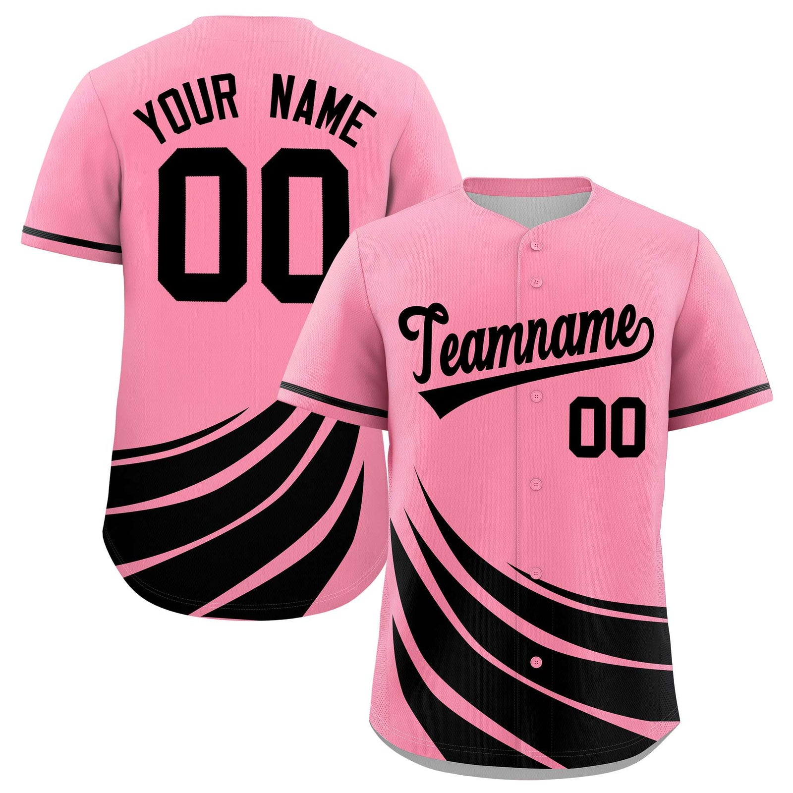Custom Light Pink Black Wind Mark Graffiti Pattern Authentic Baseball Jersey