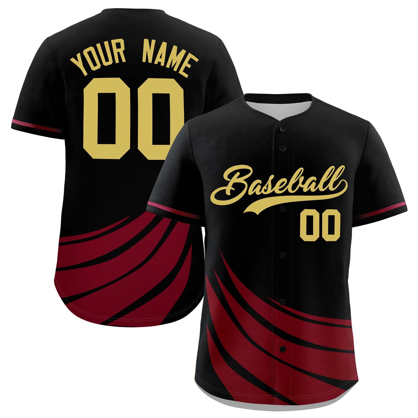 Custom Black Crimson Wind Mark Graffiti Pattern Authentic Baseball Jersey