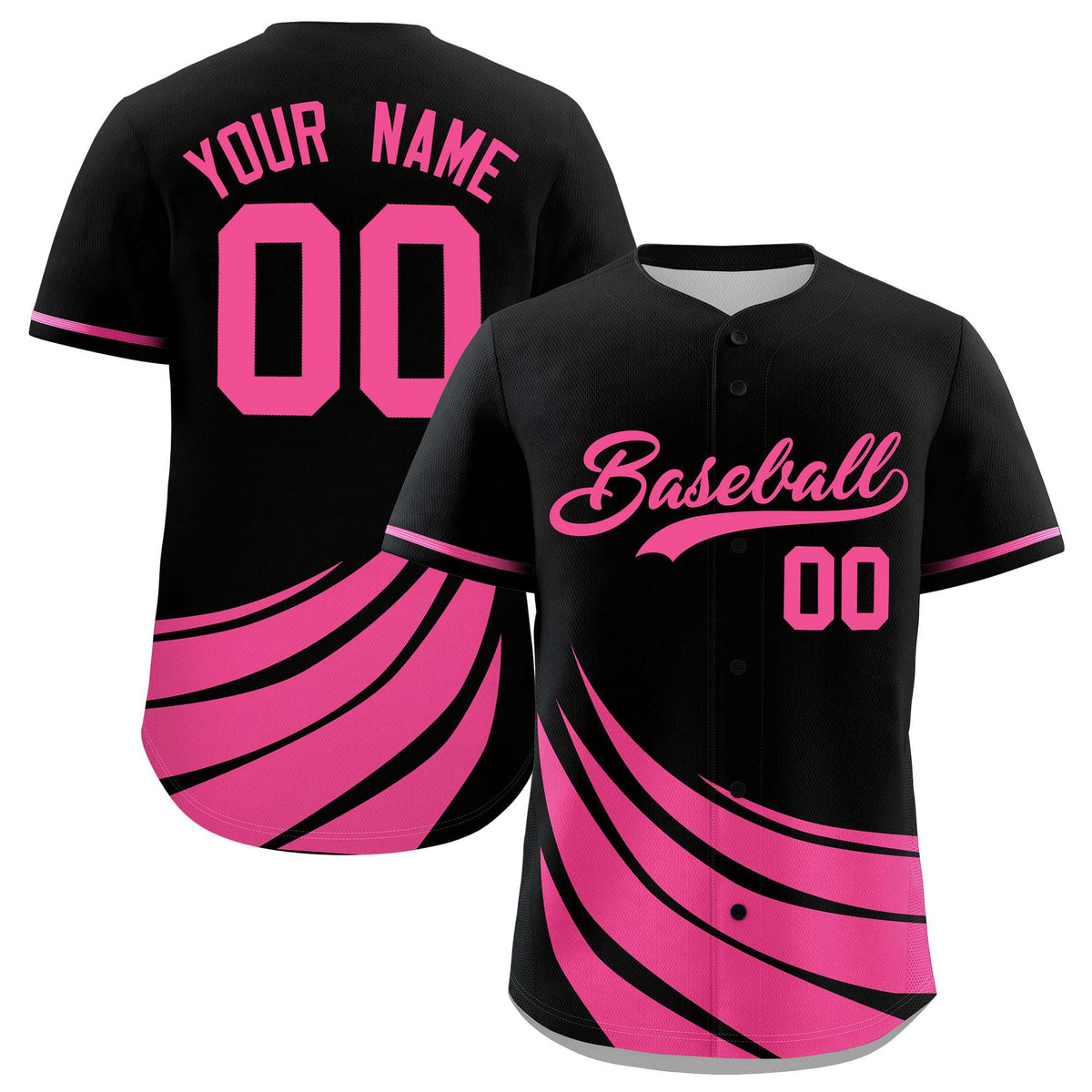 Custom Black Pink Wind Mark Graffiti Pattern Authentic Baseball Jersey