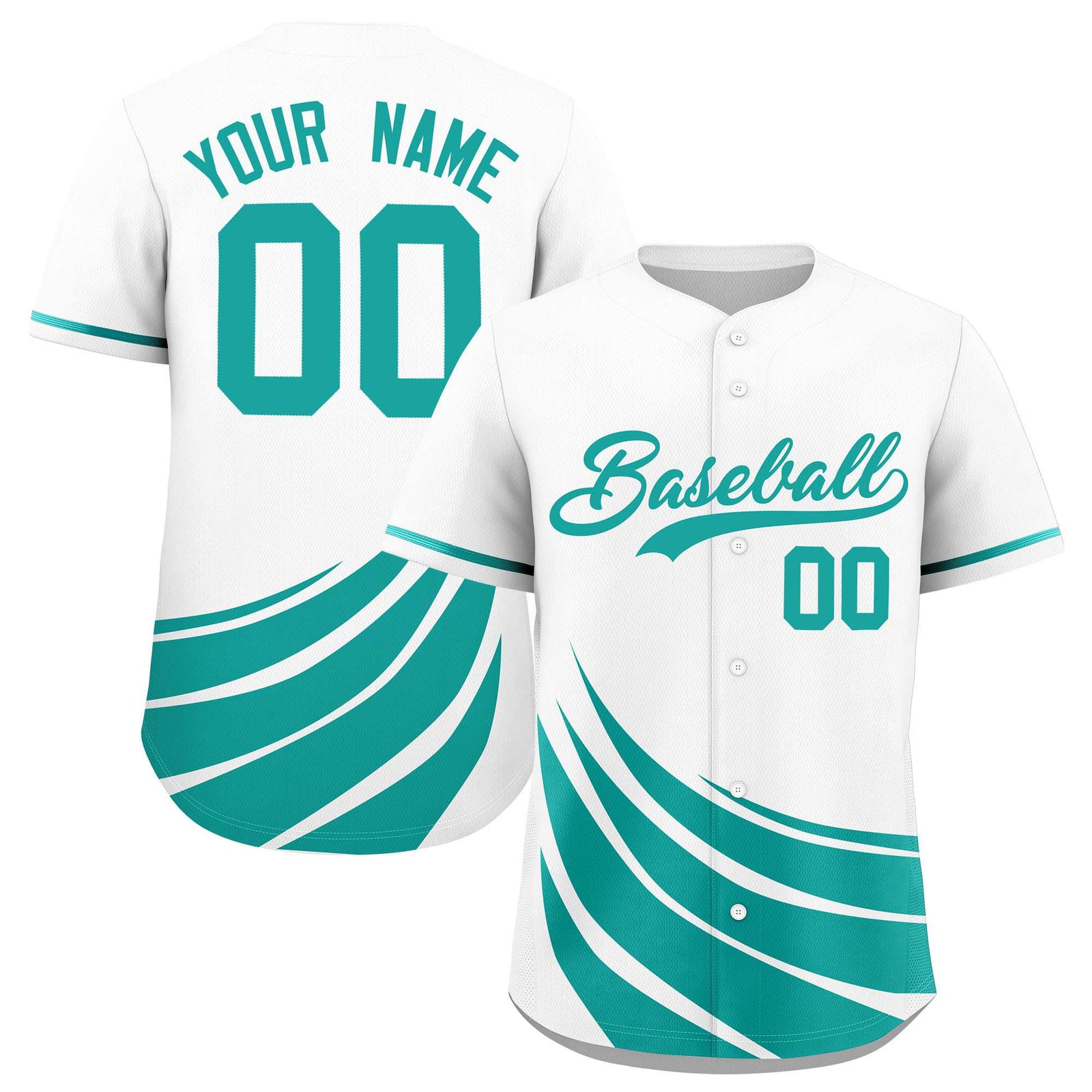 Custom White Aqua Wind Mark Graffiti Pattern Authentic Baseball Jersey