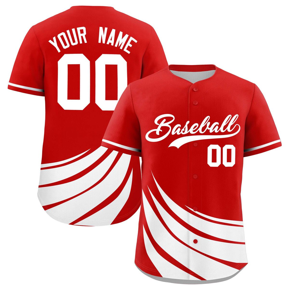 Custom Red White Wind Mark Graffiti Pattern Authentic Baseball Jersey