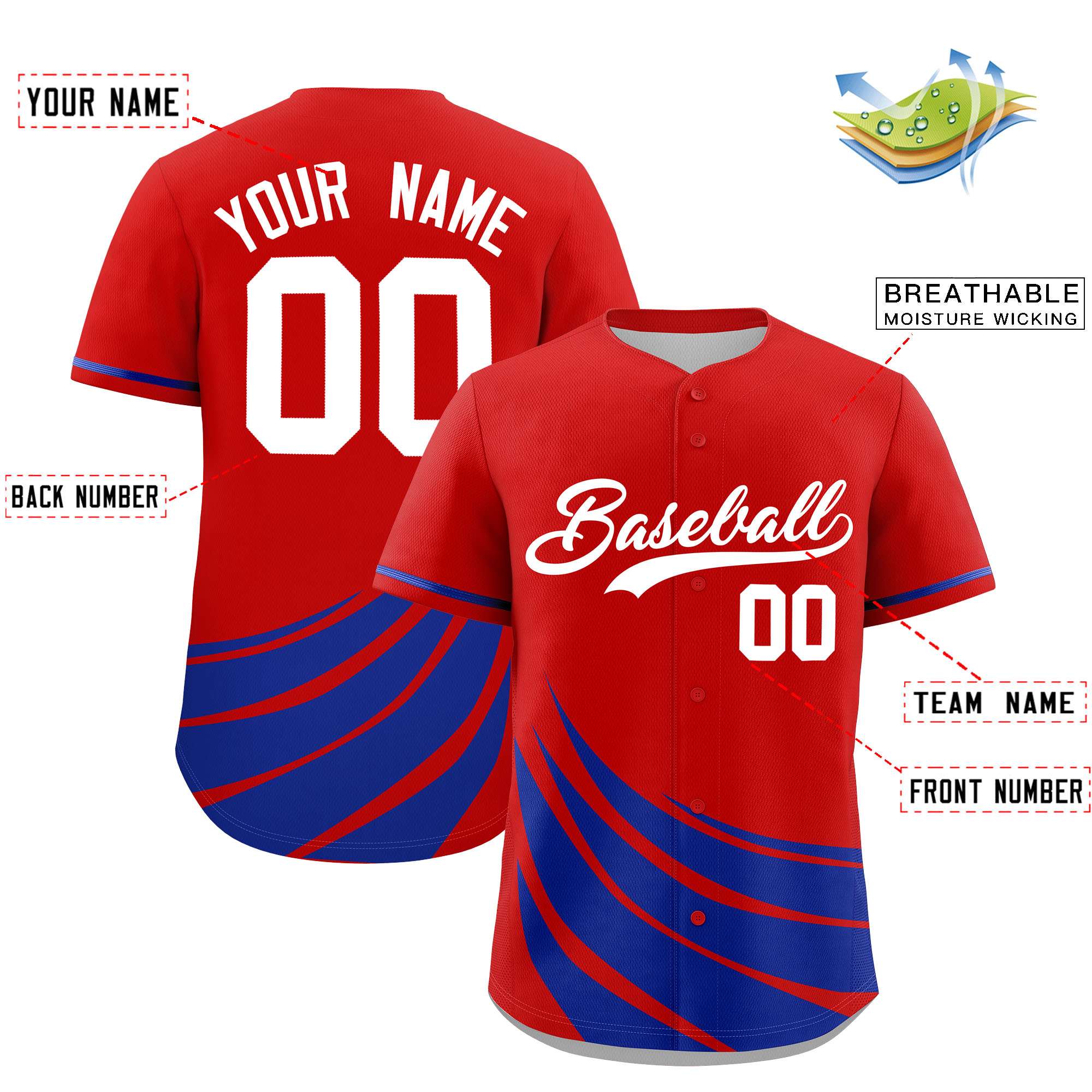 Custom Red Royal Wind Mark Graffiti Pattern Authentic Baseball Jersey