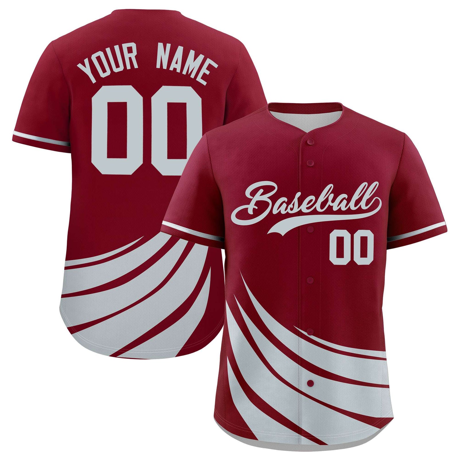 Custom Crimson Silver Wind Mark Graffiti Pattern Authentic Baseball Jersey
