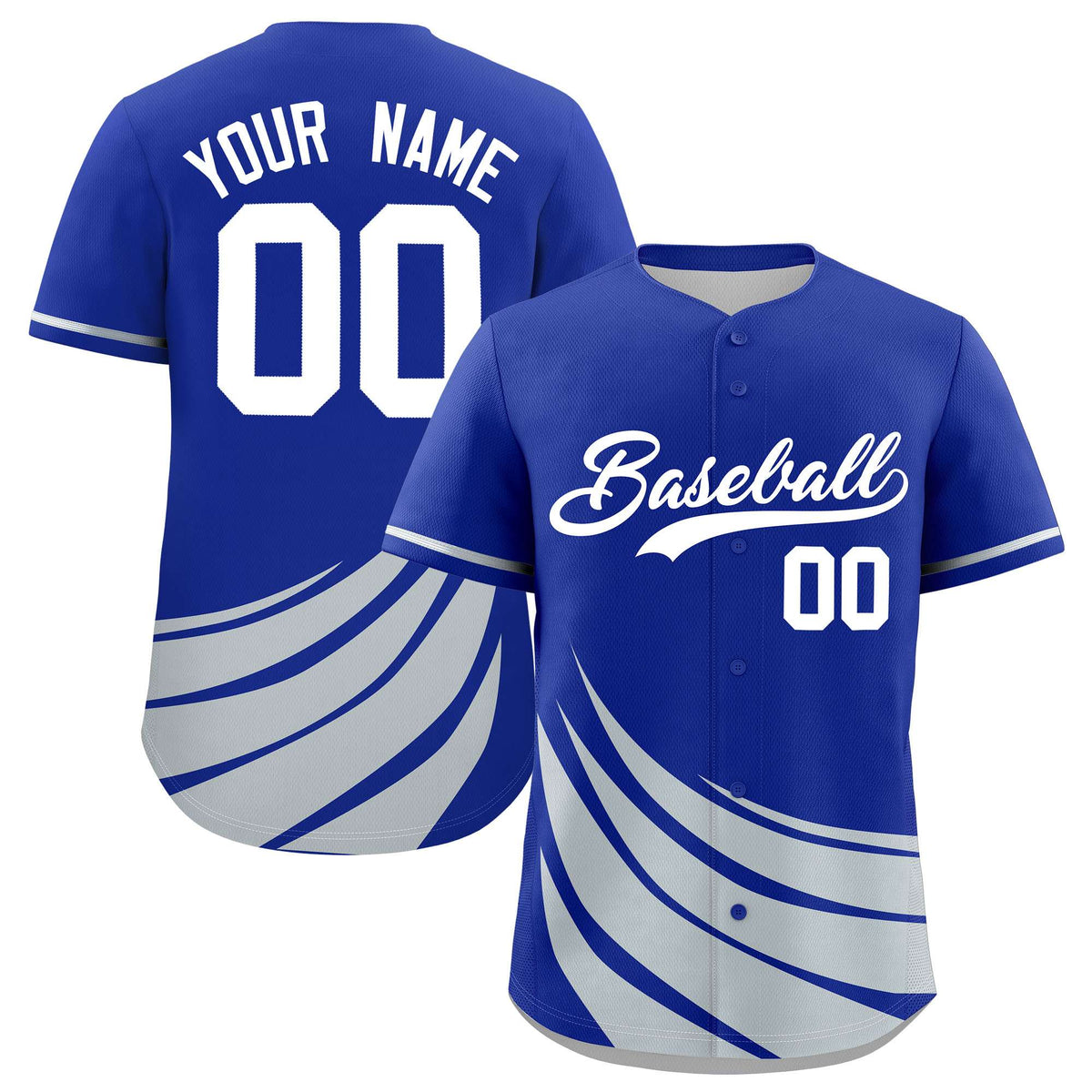 Custom Royal Silver Wind Mark Graffiti Pattern Authentic Baseball Jersey