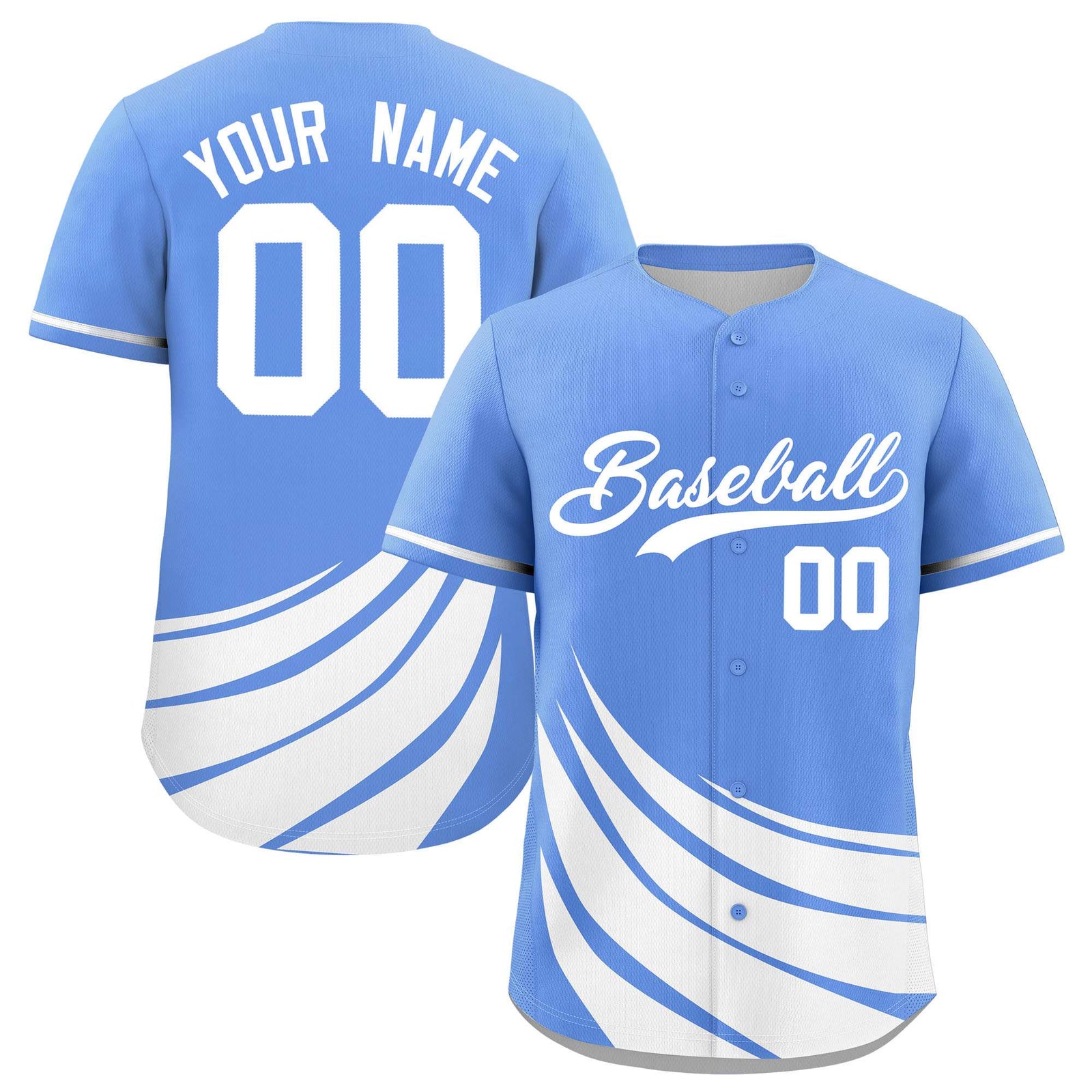 Custom Light Blue White Wind Mark Graffiti Pattern Authentic Baseball Jersey