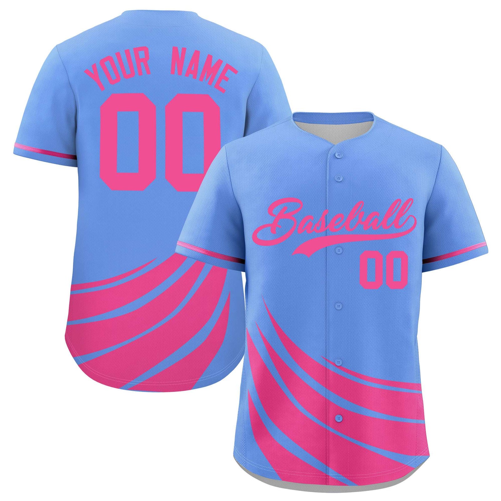 Custom Light Blue Pink Wind Mark Graffiti Pattern Authentic Baseball Jersey