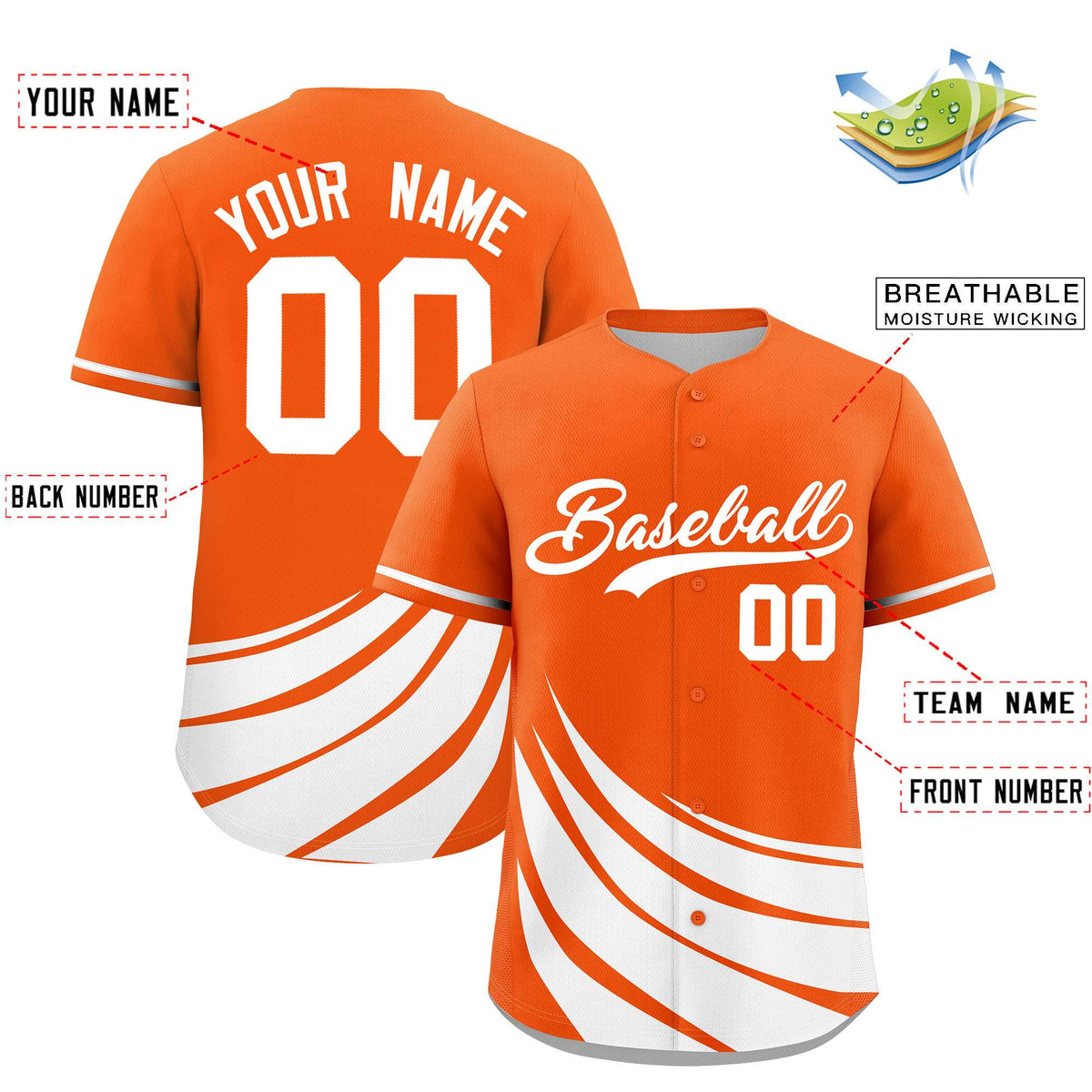 Custom Orange White Wind Mark Graffiti Pattern Authentic Baseball Jersey
