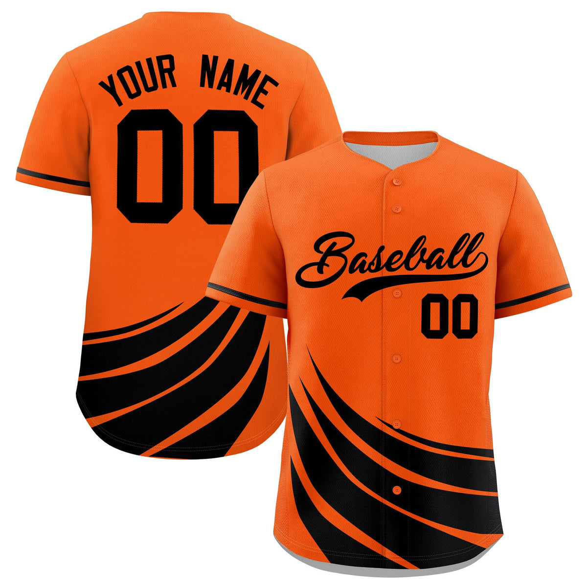 Custom Orange Black Wind Mark Graffiti Pattern Authentic Baseball Jersey