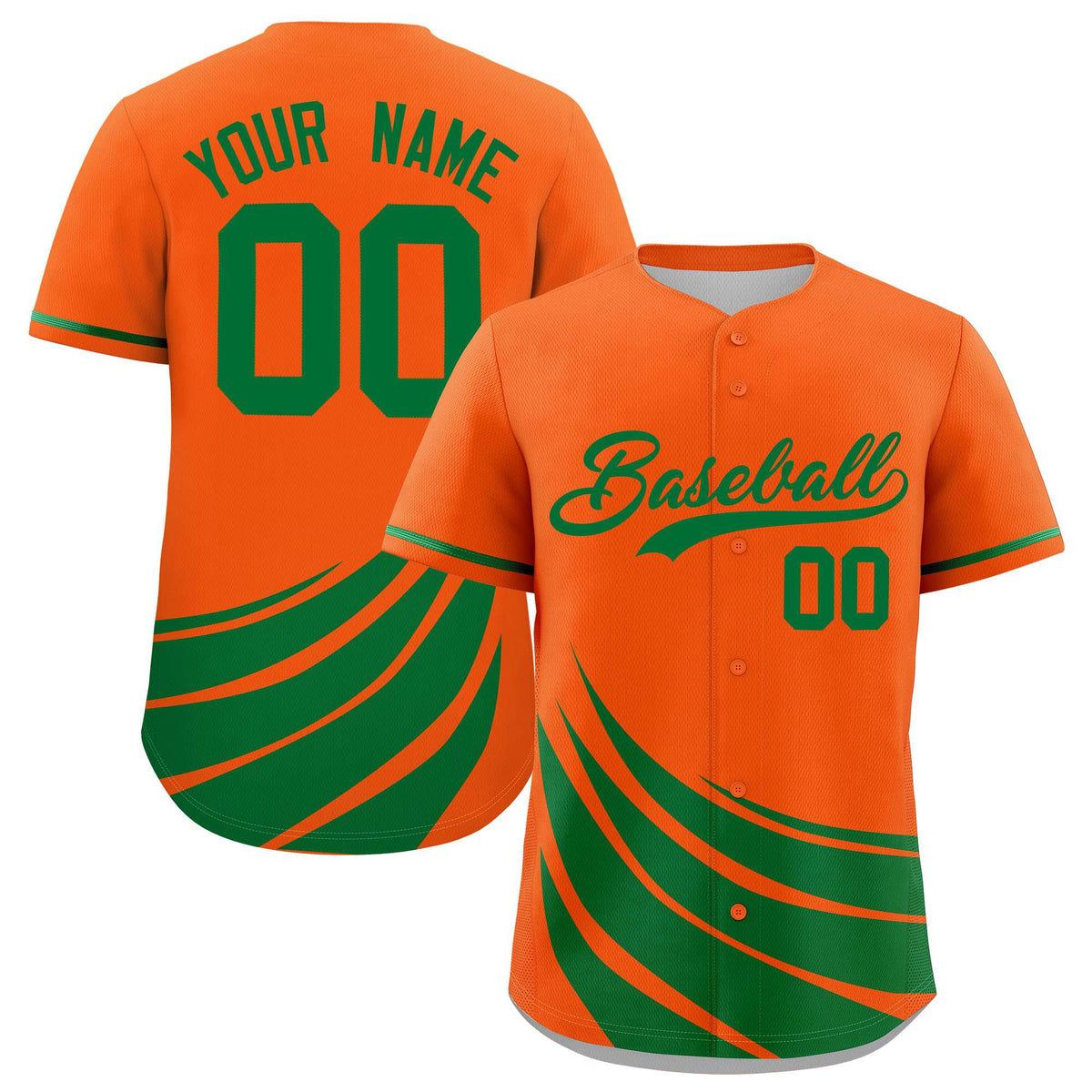 Custom Orange Kelly Green Wind Mark Graffiti Pattern Authentic Baseball Jersey
